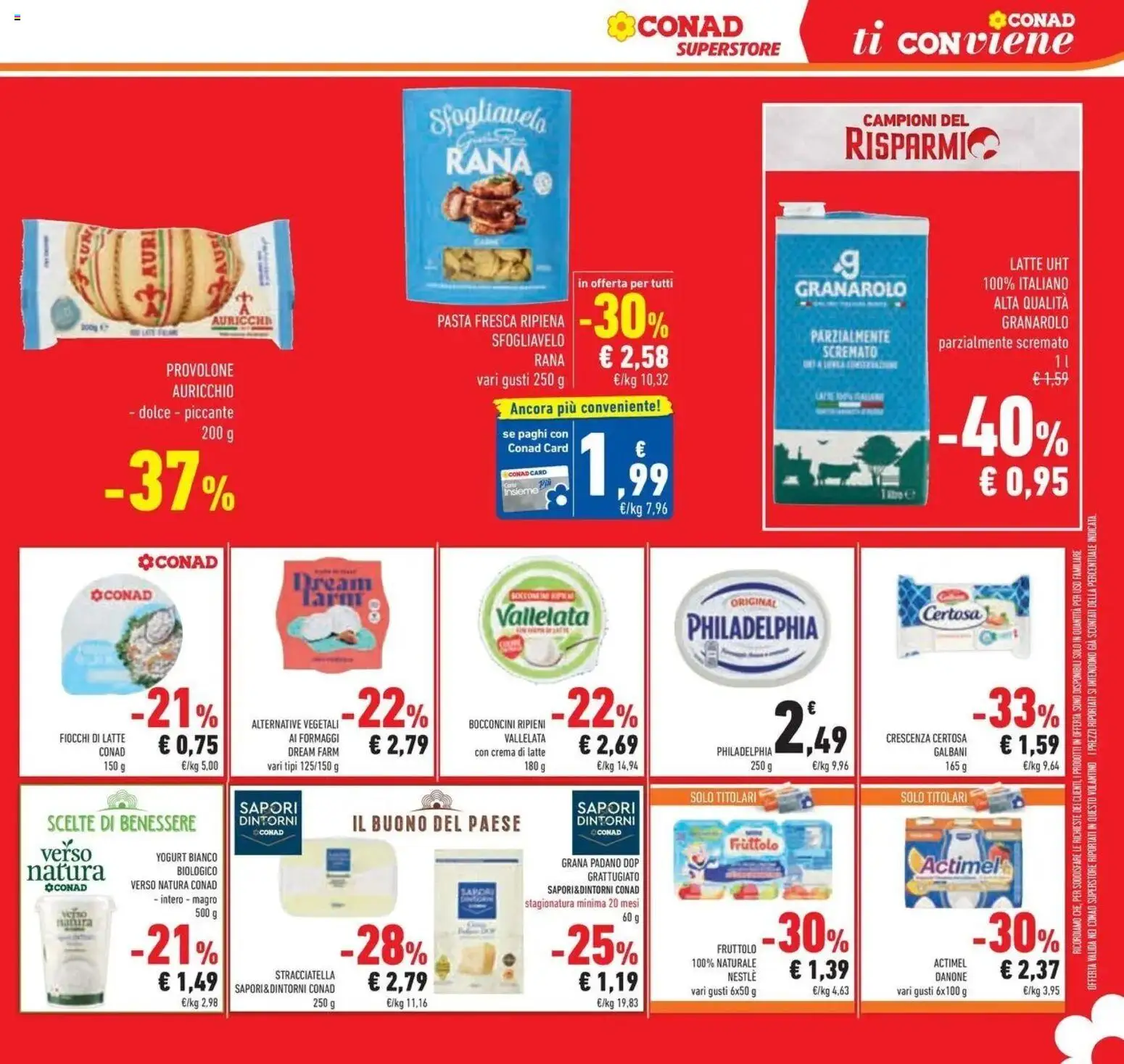 Volantino Conad dal 09/09/2026 > Anteprima | Pagina: 5 | Prodotti: Provolone, Fiocchi, Crescenza, Stracciatella