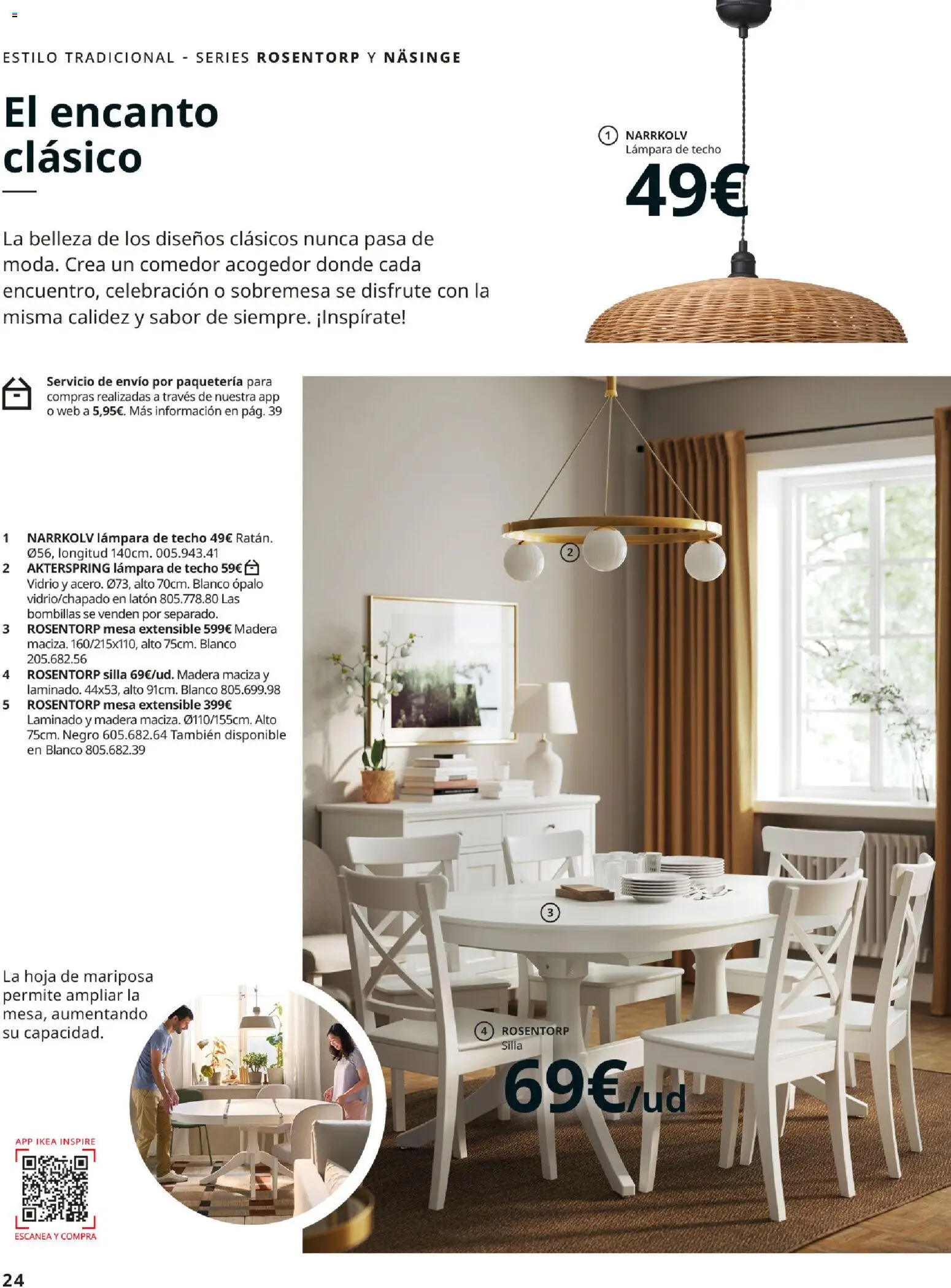 IKEA - Comedores │ válido desde el 01/09/2026 | Página: 24 | Productos: Mesa extensible, Lámpara de techo, Silla, Lámpara