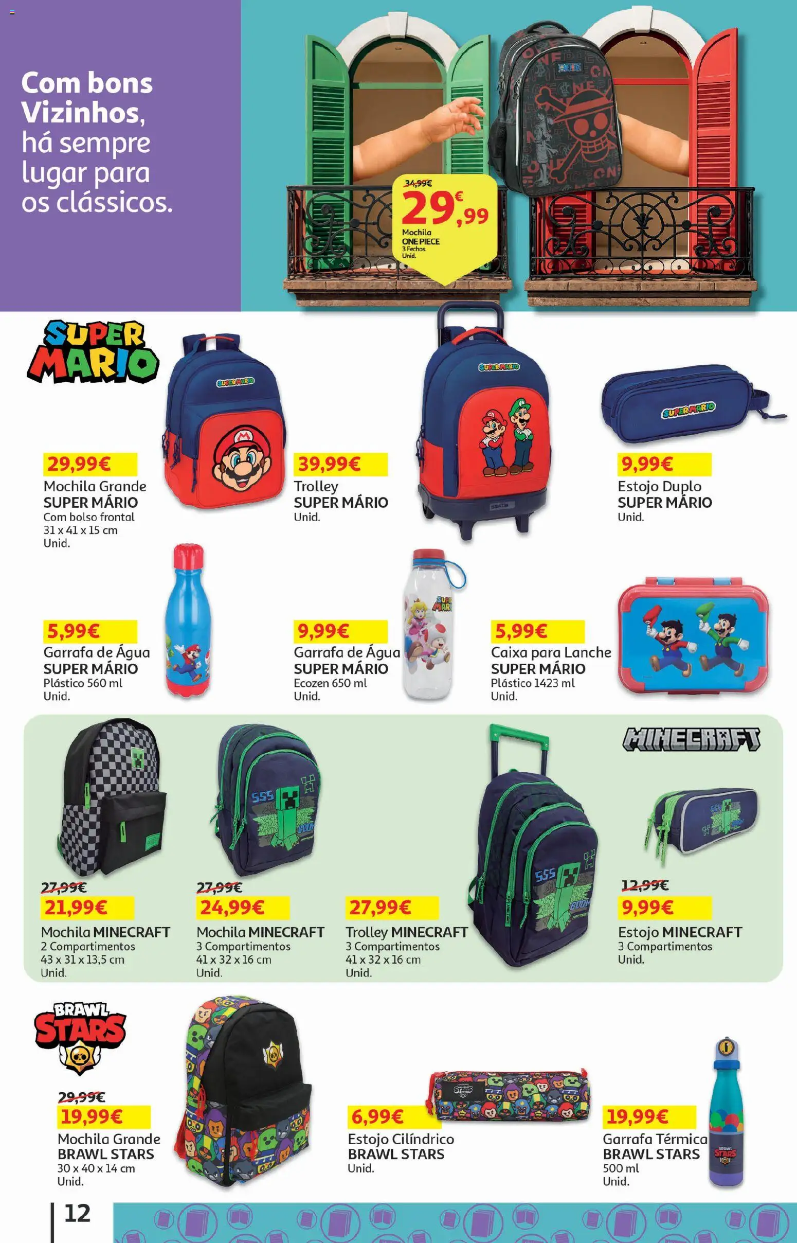 Auchan - Folheto Escolar │ válido de 05/08/2026 | Página: 12 | Produtos: Agua, Mochila, Garrafa térmica, Caixa
