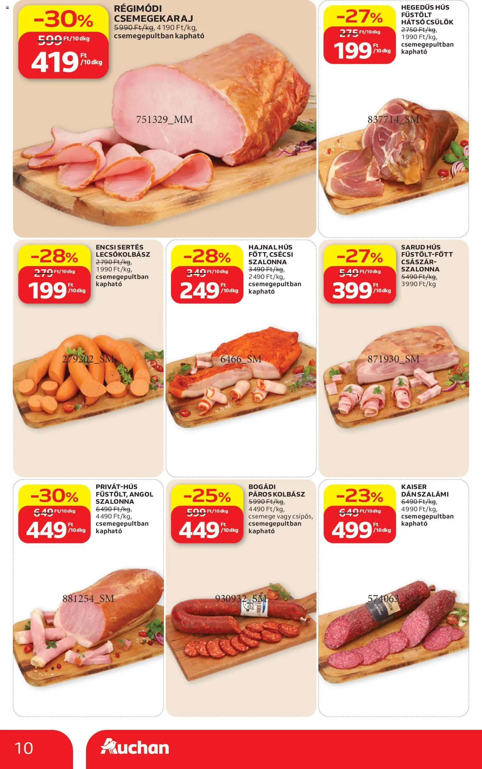 Auchan akciós ujság - amely érvényes a következő dátumtól: 2026.07.16. | Oldal: 10 | Termékek: Kolbász, Hús, Szalonna, Lecsókolbász