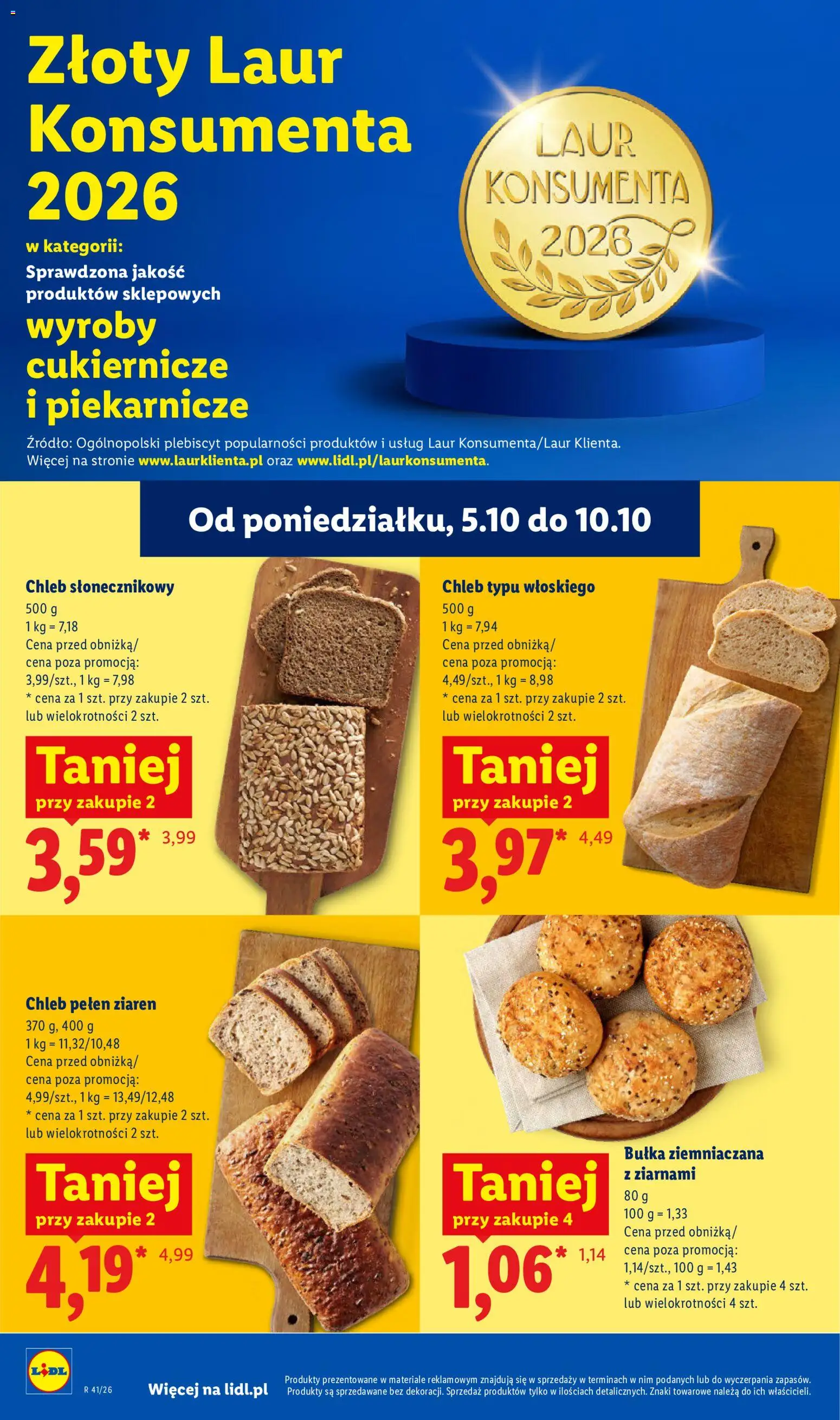 Lidl gazetka od 08.10.2026 | Strona: 48 | Produkty: Chleb Słonecznikowy, Bułka, Chleb