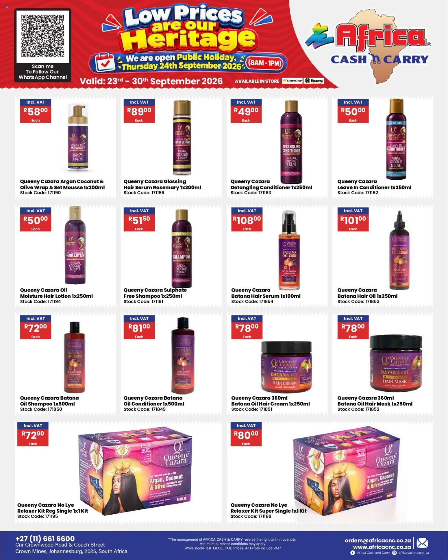 New Africa Cash & Carry catalogue – valid from 23/09/2026 | Page: 67 | Products: Serum, Hair mask, Cream, Lotion
