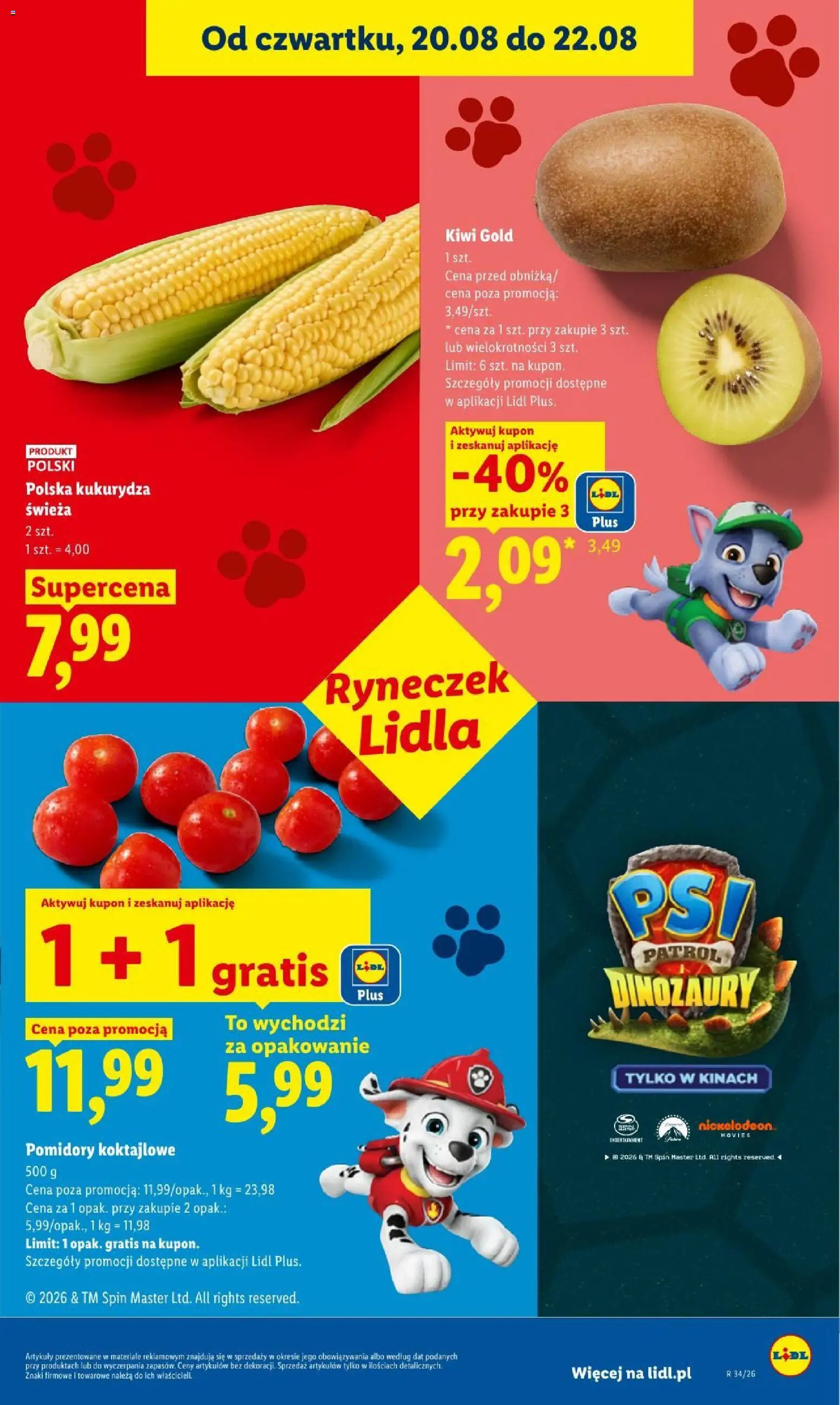 Lidl gazetka od 20.08.2026 | Strona: 47 | Produkty: Kukurydza, Pomidory, Kiwi