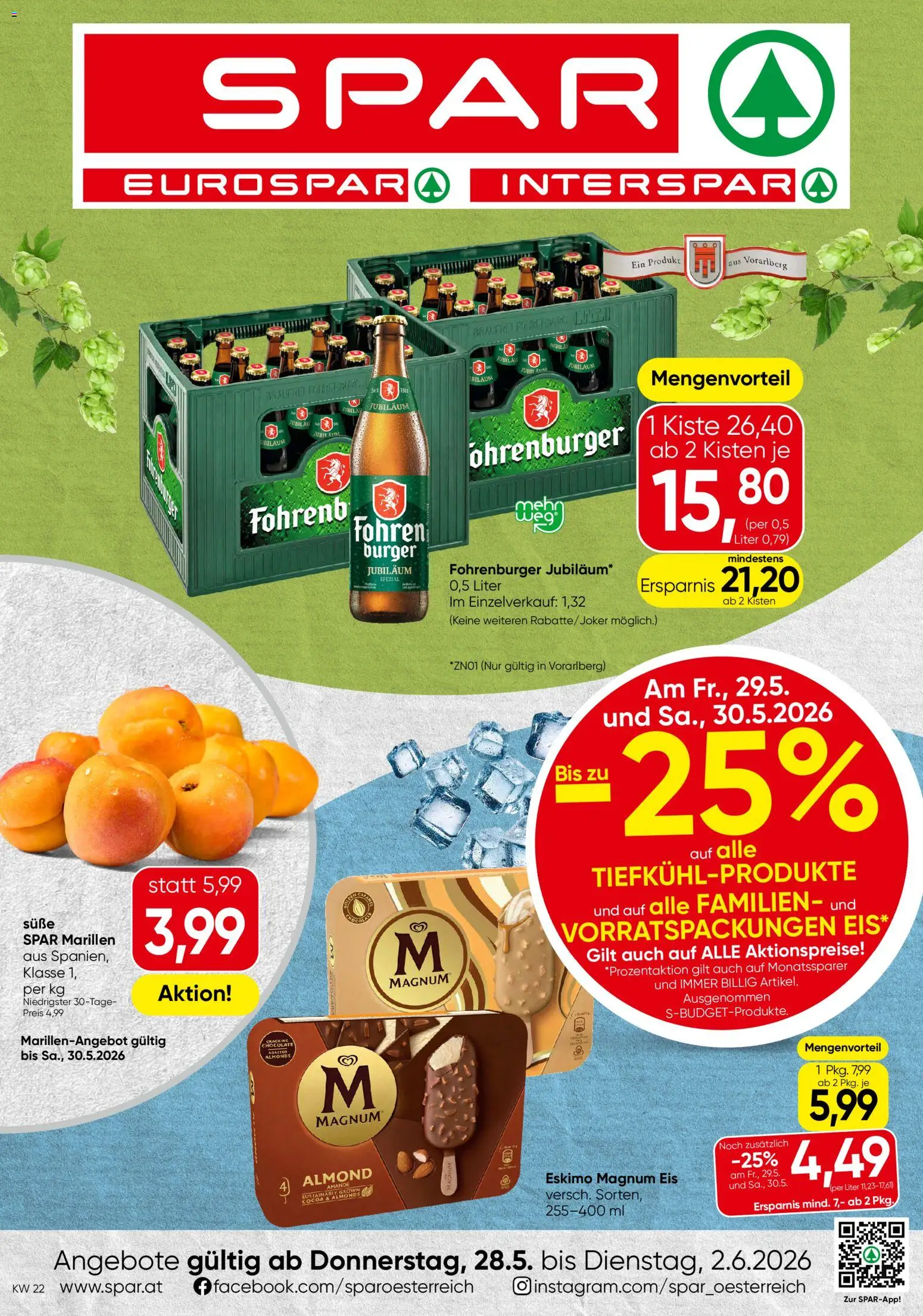 Spar Flugblatt - Vorarlberg gültig ab 28.05.2026 | Seite: 1 | Produkte: Eis