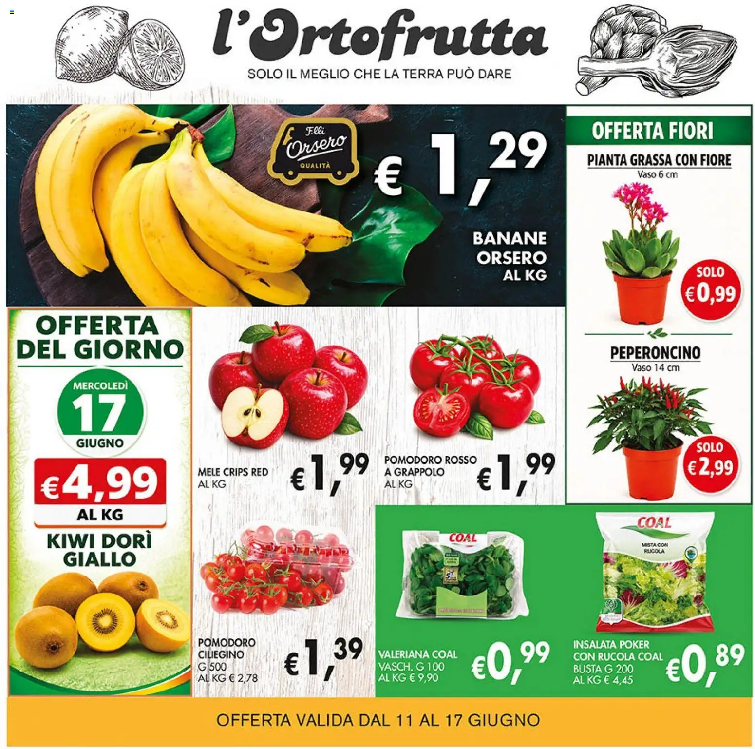 Volantino Coal del 04.06.2026 | Pagina: 3 | Prodotti: Mele, Banane, Insalata, Vaso