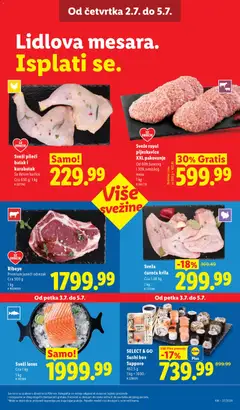 Sveži losos, Cca 1 kg. 1 kg - pregled Lidl kataloga - važi od 02.07.2026 | Strana: 17 | Proizvode: Pljeskavice, Losos, Pakovanje