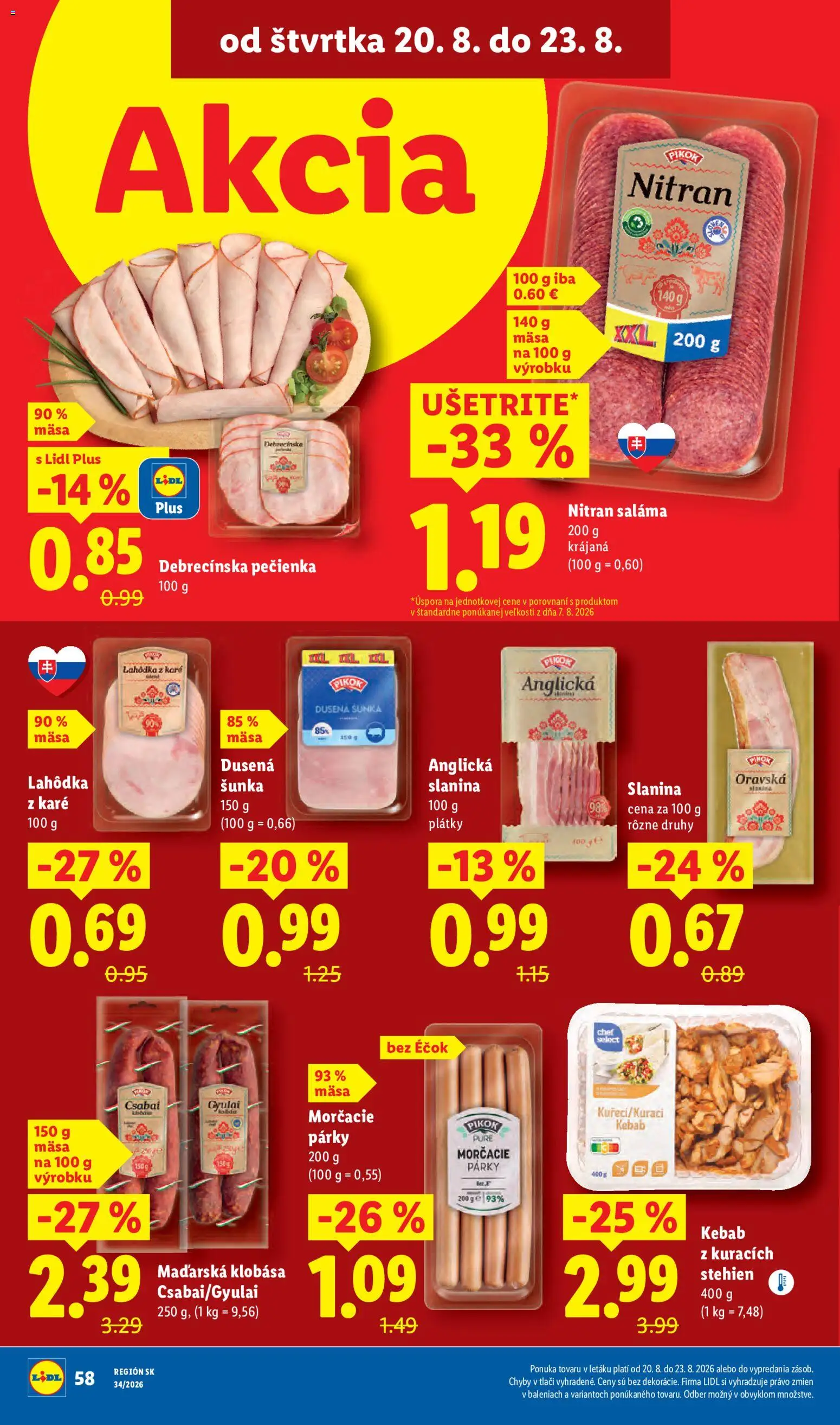 Nové Lidl akcie – leták je platný od 17.08.2026 | Strana: 76 | Produkty: Saláma, Šunka, Slanina, Anglická slanina