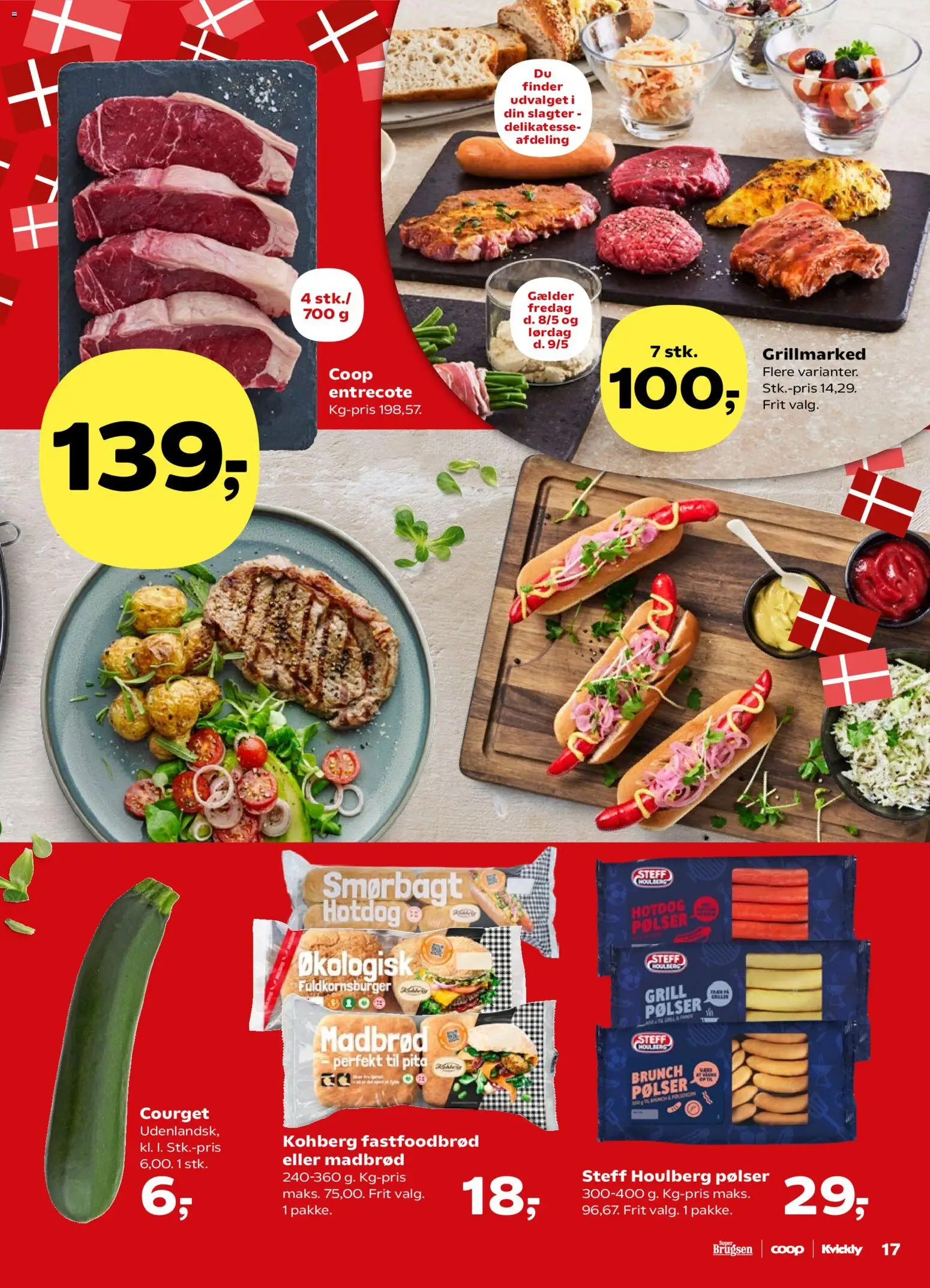 Super Brugsen tilbudsavis – gyldig fra 08.05.2026 | Side: 19 | Produkter: Pølser, Entrecote, Grill