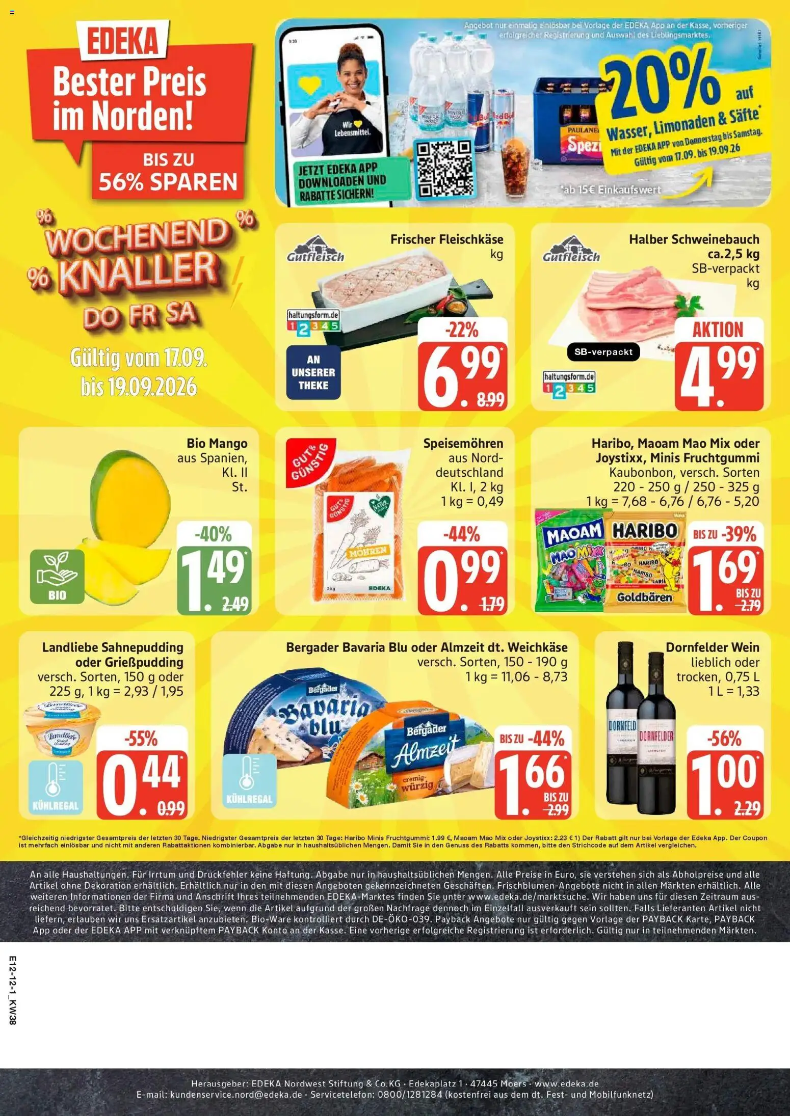 Edeka Prospekt Rostock-Gehlsdorf (ab 14.09.2026) » Angebote Online | Seite: 20 | Produkte: Theke, Schweinebauch, Mango, Wein