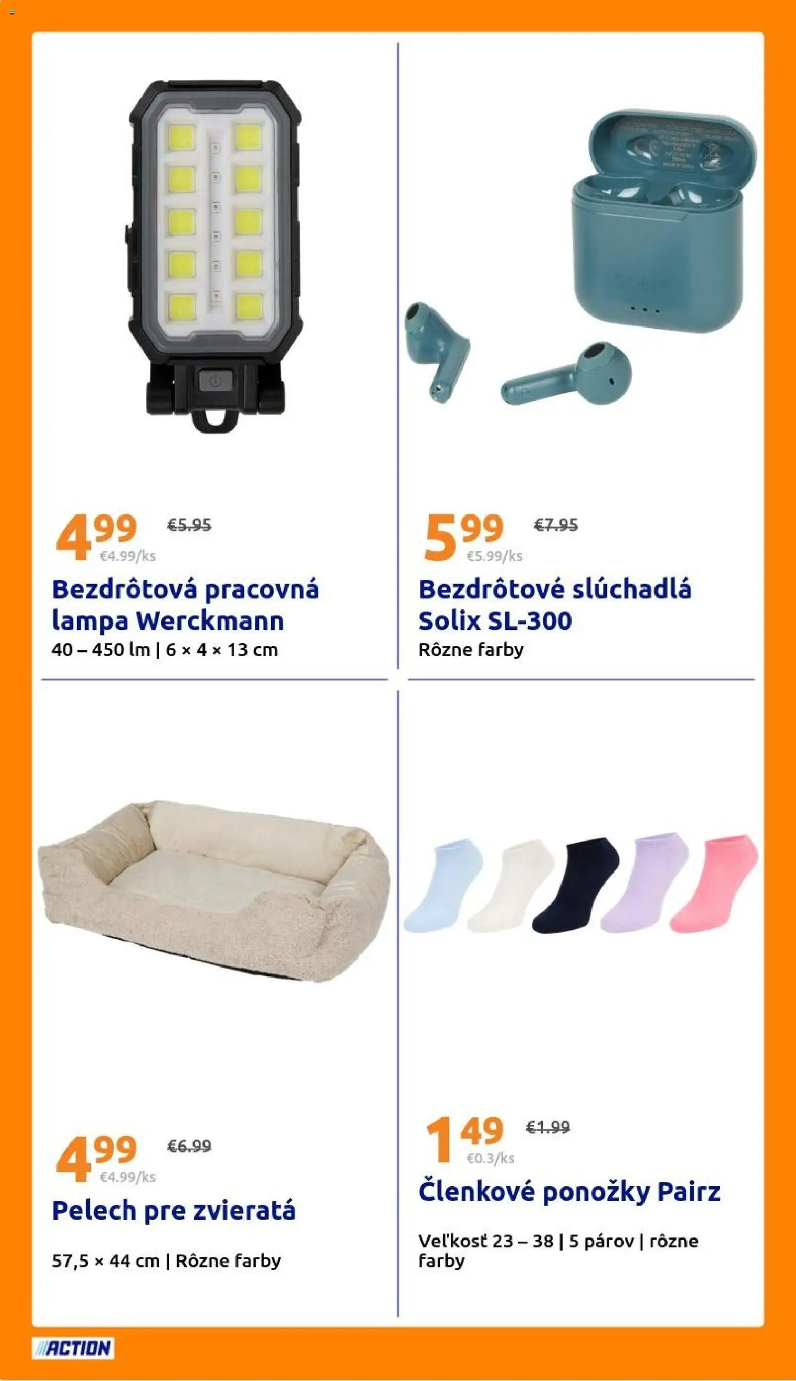 Nové Action akcie – leták je platný od 29.07.2026 | Strana: 26 | Produkty: Lampa, Slúchadlá, Bezdrôtové slúchadlá, Ponožky