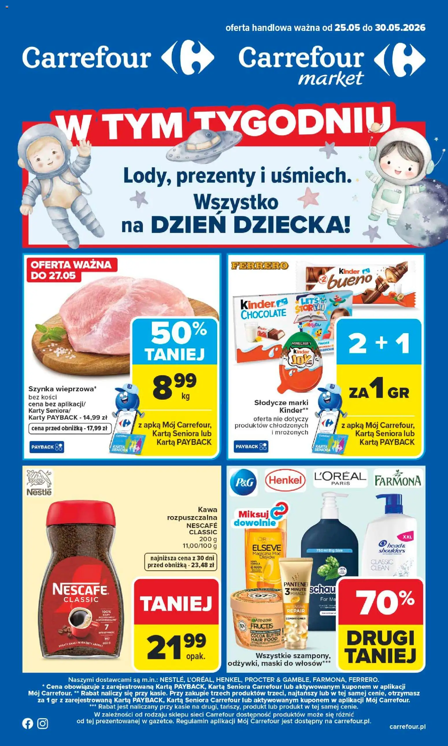 Carrefour gazetka od 25.05.2026 | Strona: 1 | Produkty: Karta, Słodycze, Szynka, Kawa