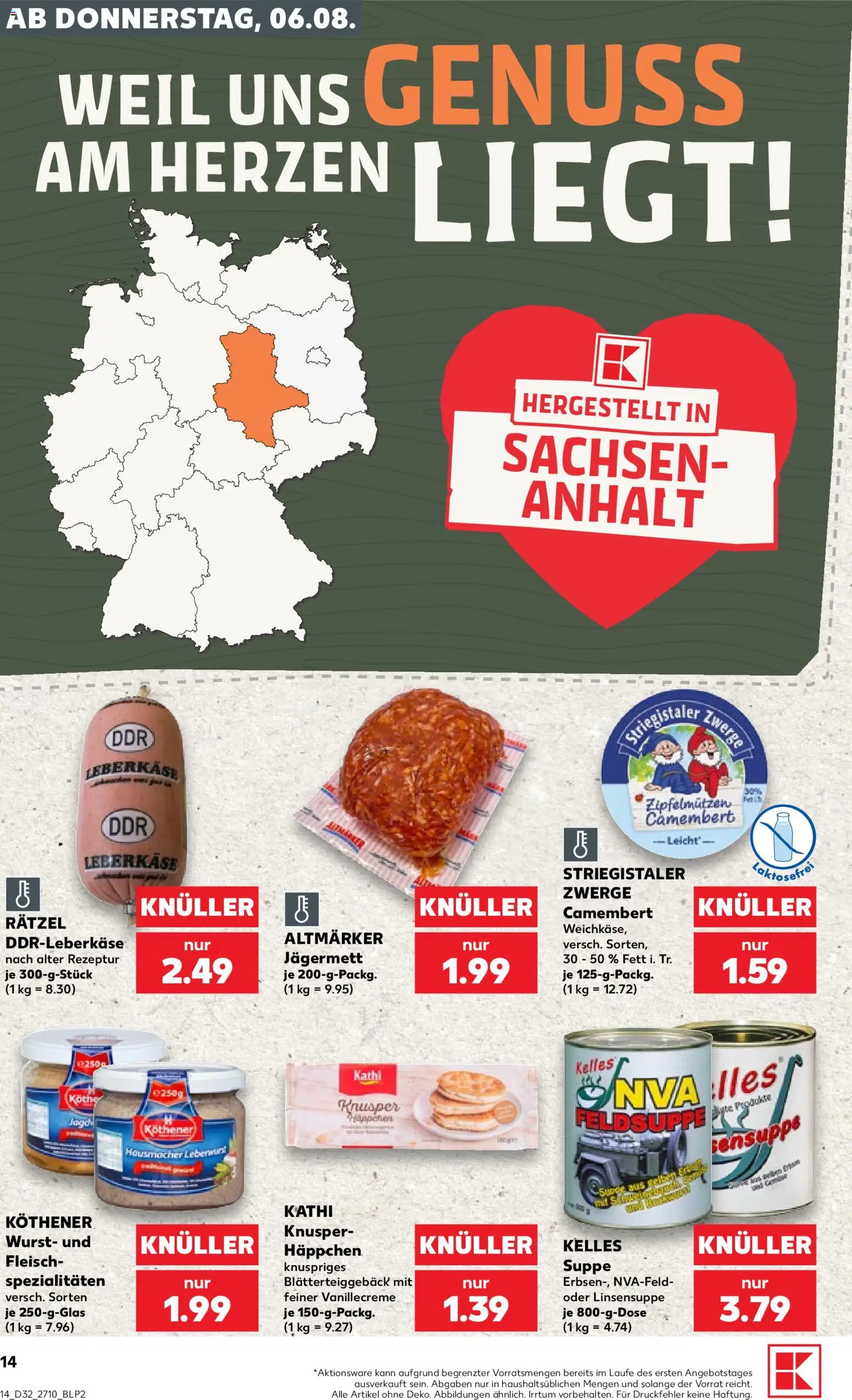 Kaufland Prospekt Zeitz – gültig ab 06.08.2026 | Seite: 14 | Produkte: Wurst, Fleisch, Leberkase