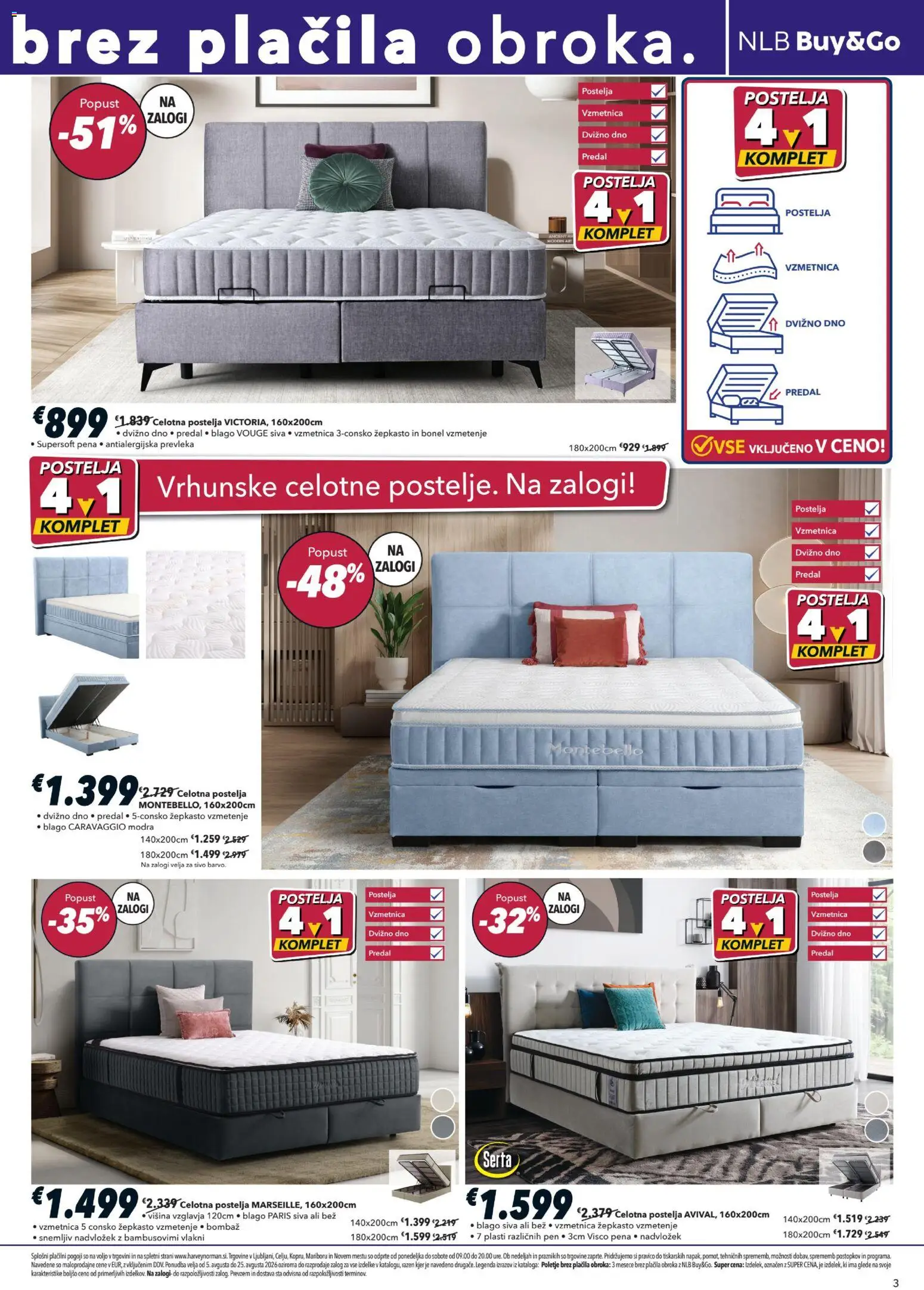 Novi Harvey Norman katalog ponudbe – veljaven od 05.08.2026 | Stran: 3 | Izdelki: Nadvložek, Postelja, Vzmetnica, Prevleka