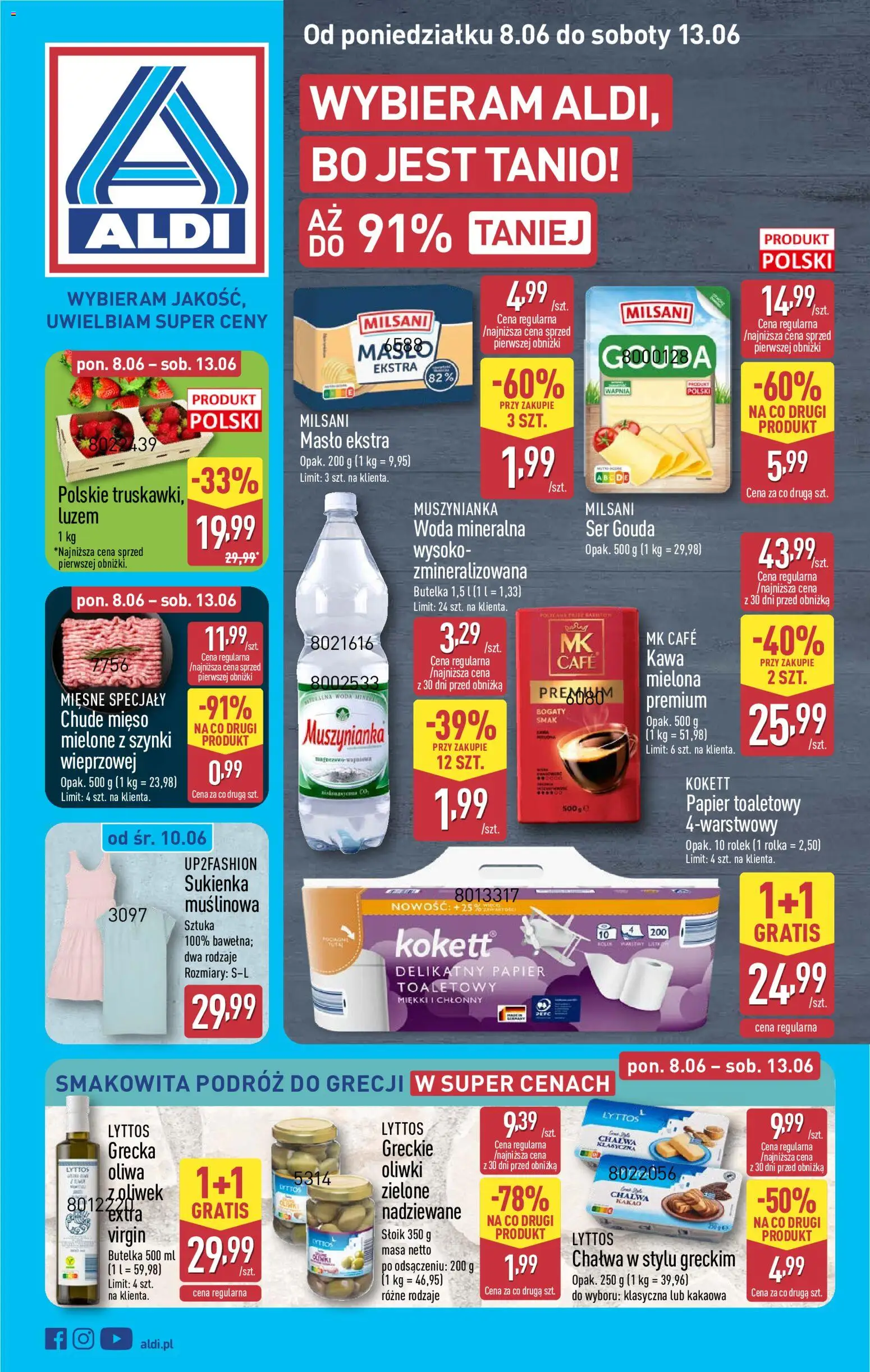 Aldi Polsko leták od 08.06.2026 | Strana: 1 | Produkty: Gouda, Máslo, Kakao