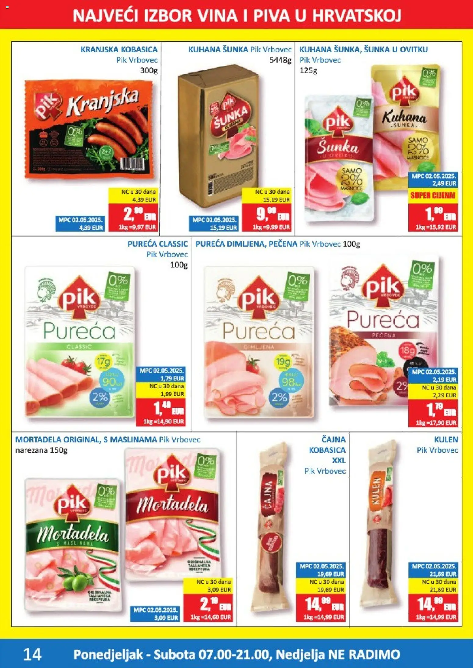 Vrutak katalog | vrijedi od 08.06.2026 | Stranica: 14 | Proizvodi: Mortadela, Kobasica, Pik Vrbovec, Kulen
