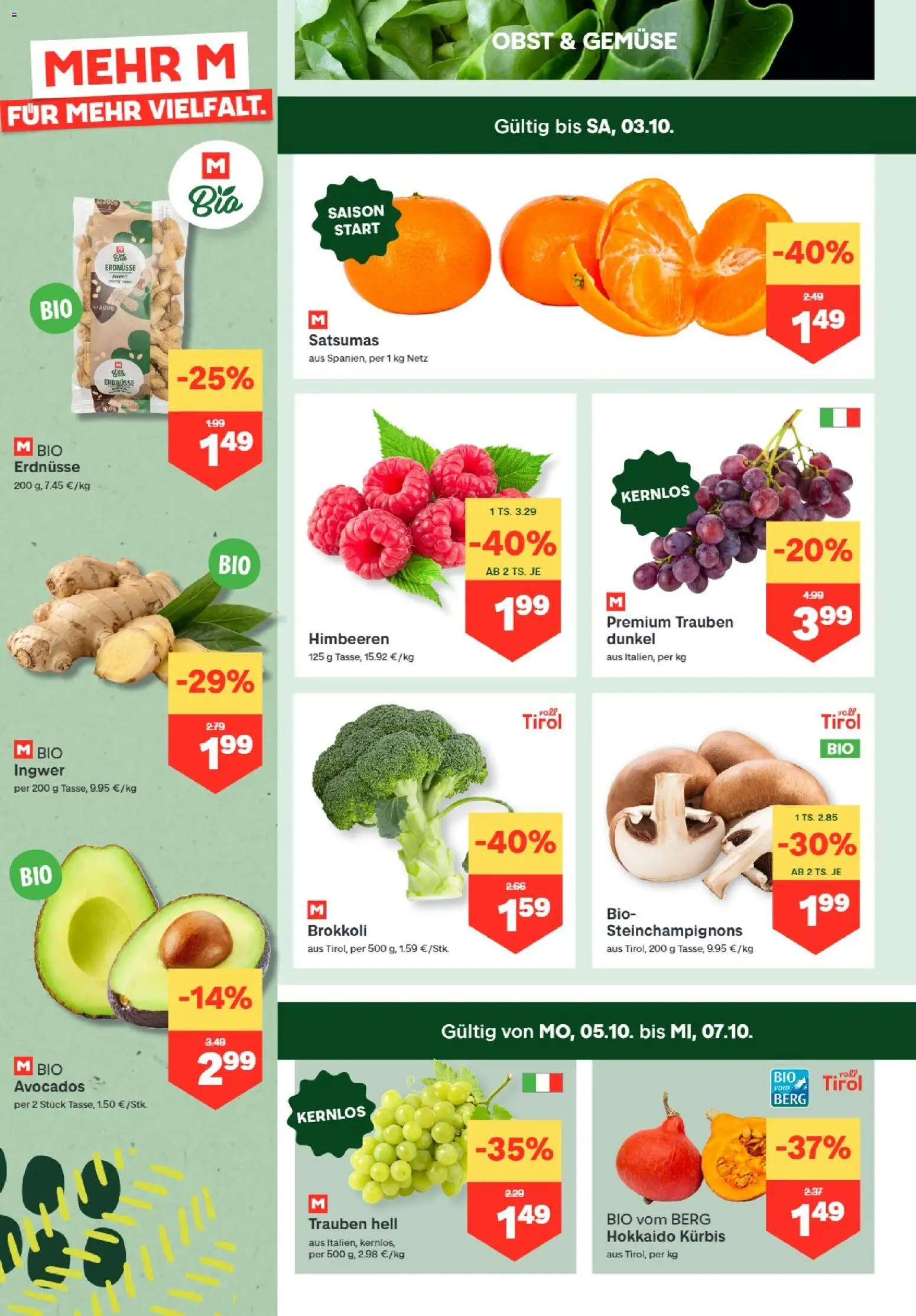 MPREIS Dellach im Drautal gültig ab 01.10.2026 | Seite: 2 | Produkte: Obst, Kürbis, Erdnüsse, Brokkoli