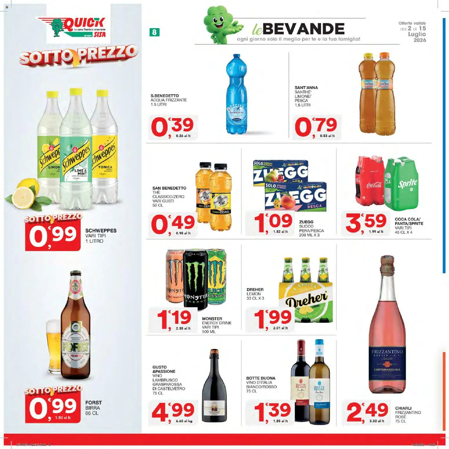 Volantino SISA del 02/07/2026 | Pagina: 8 | Prodotti: Succo, Tè, Vino, Coca Cola