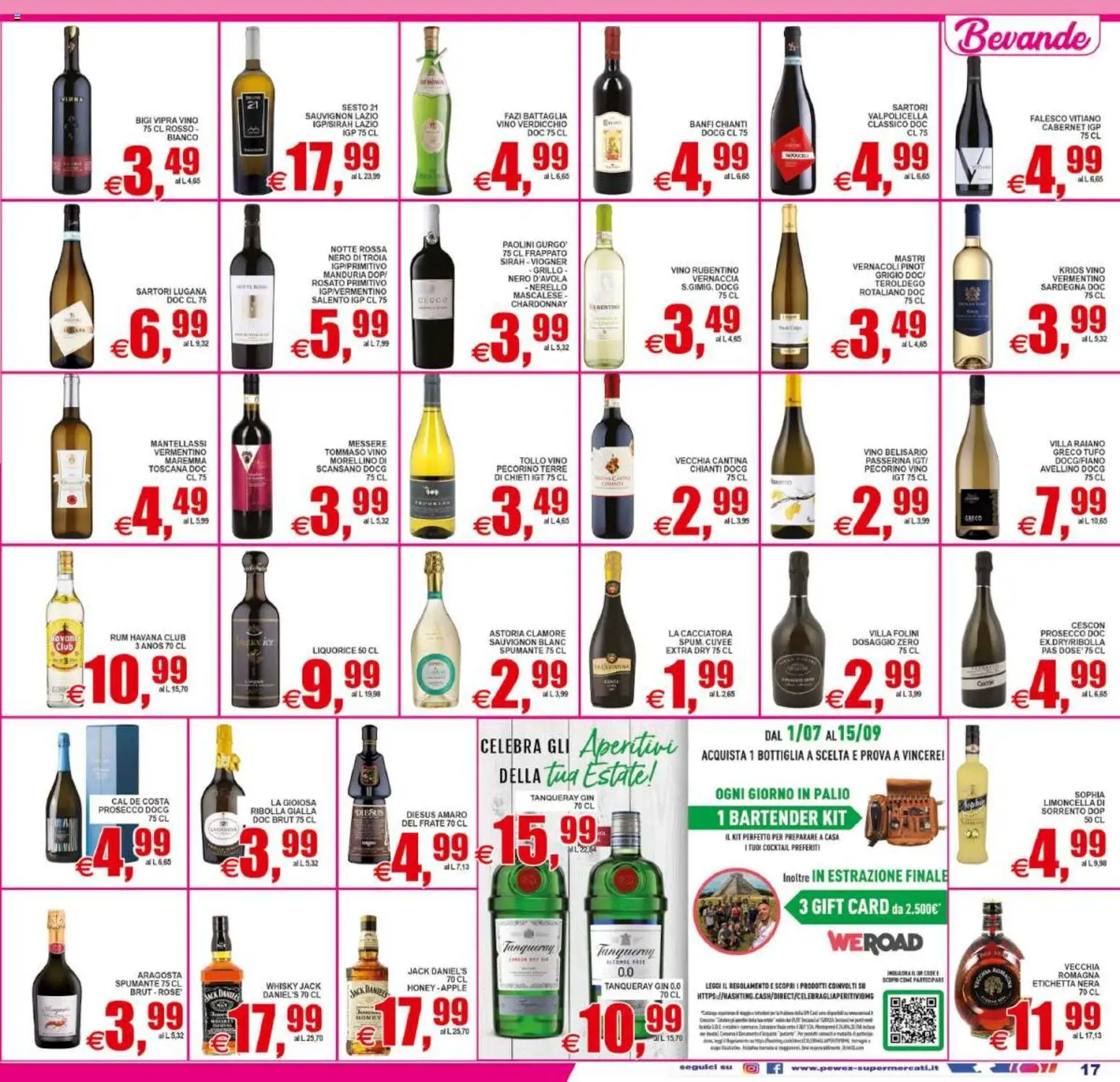 Volantino Pewex del 31/07/2026 | Pagina: 17 | Prodotti: Gin, Vino, Pecorino, Amaro