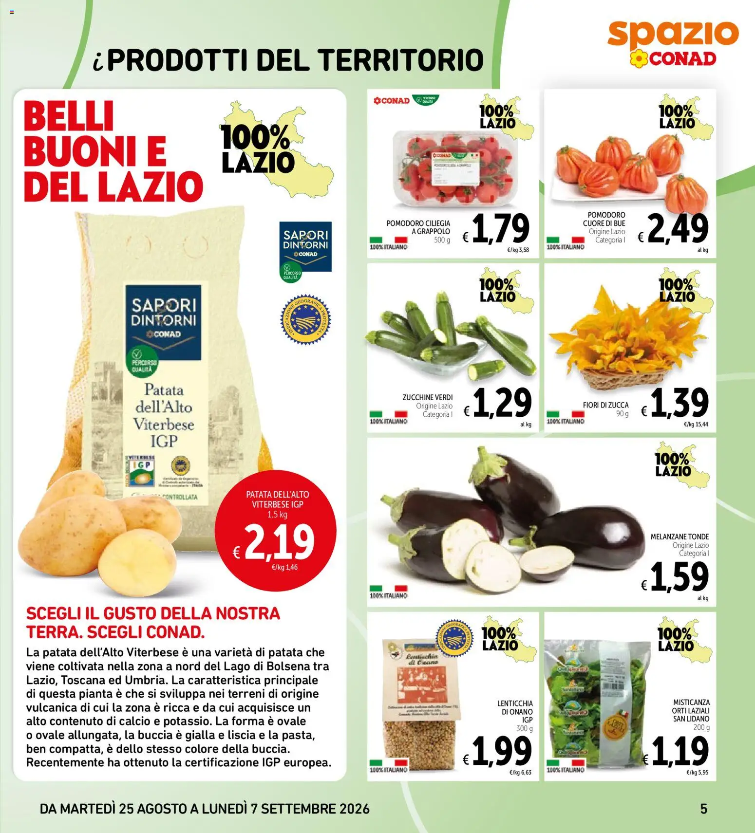 Volantino Spazio Conad del 24/08/2026 | Pagina: 5 | Prodotti: Zucca, Melanzane, Fiori, Zucchine