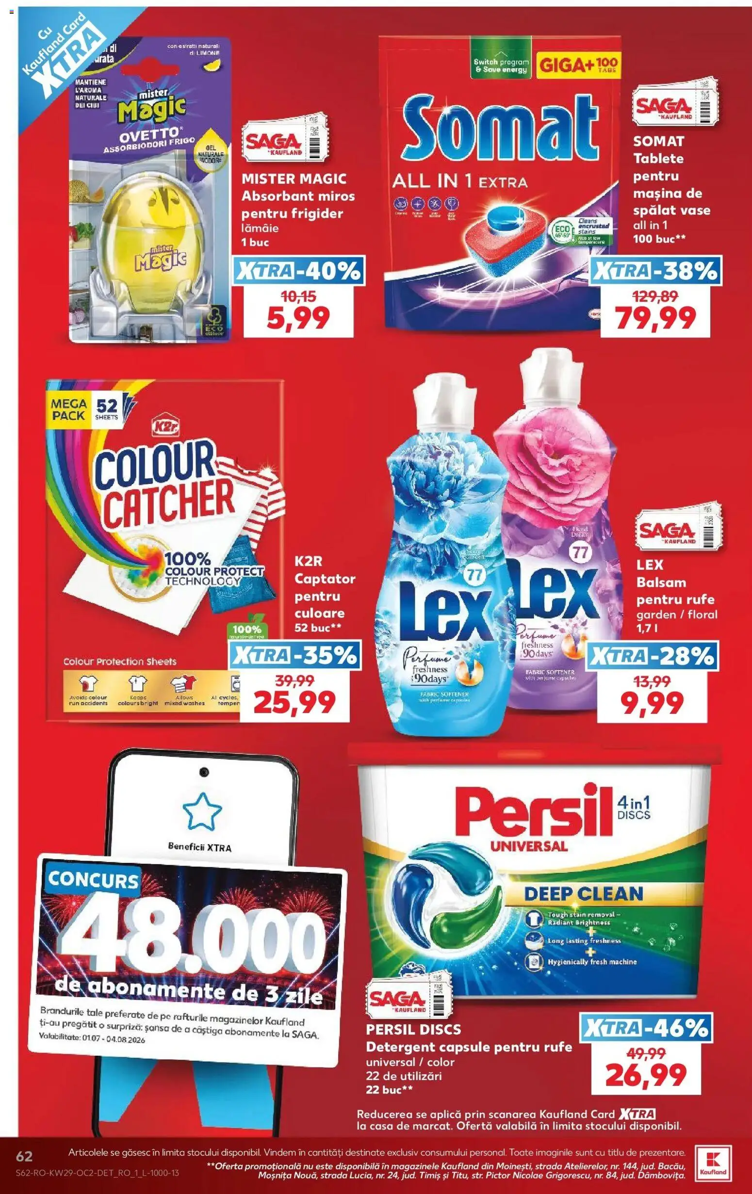 Noul catalog Kaufland – valabil de la 15.07.2026 | Pagină: 62 | Produse: Clean, Frigider, Detergent Capsule, Lămâie