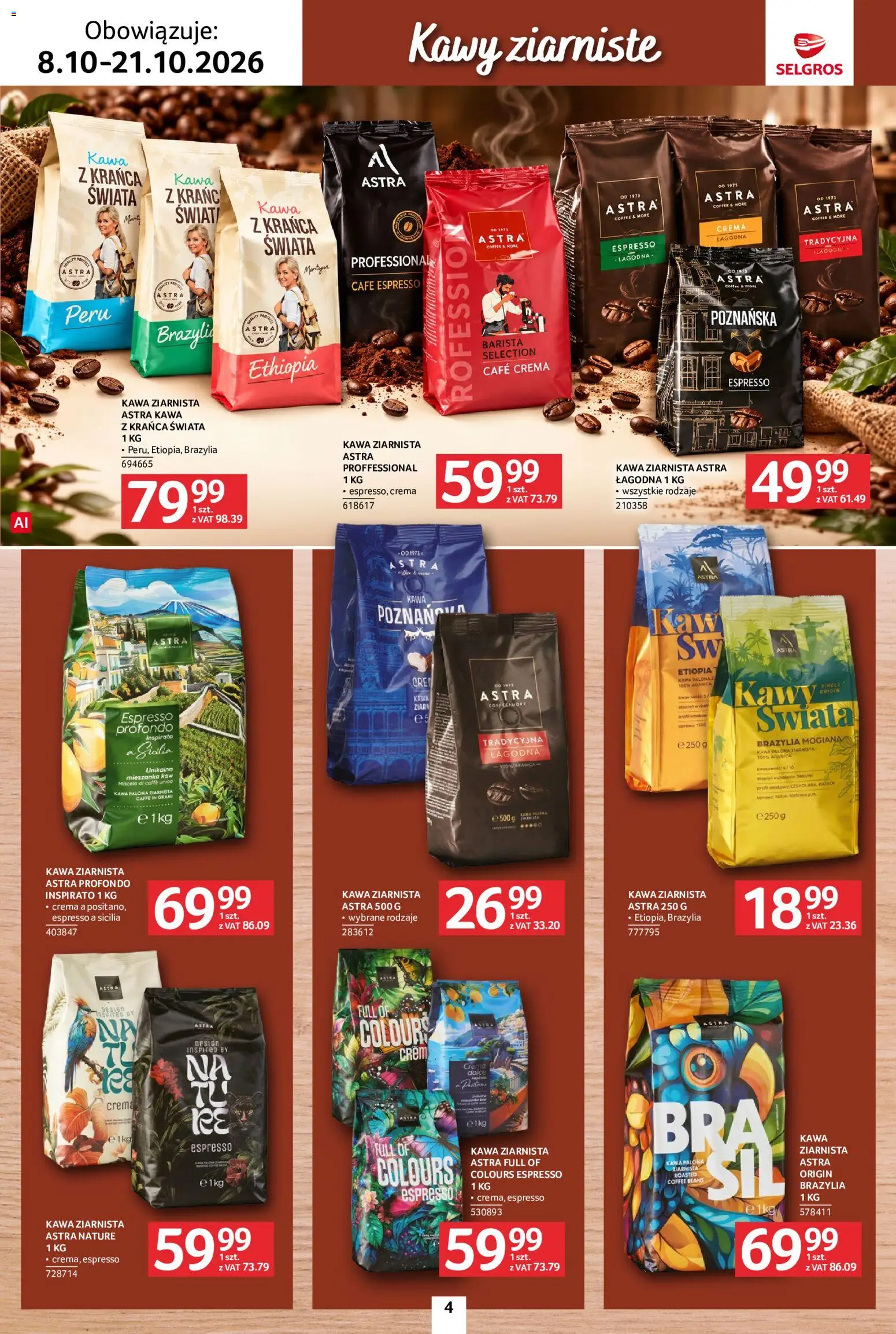 Selgros cash&carry gazetka - Kawa i herbata od 08.10.2026 | Strona: 4 | Produkty: Kawa ziarnista, Kawa
