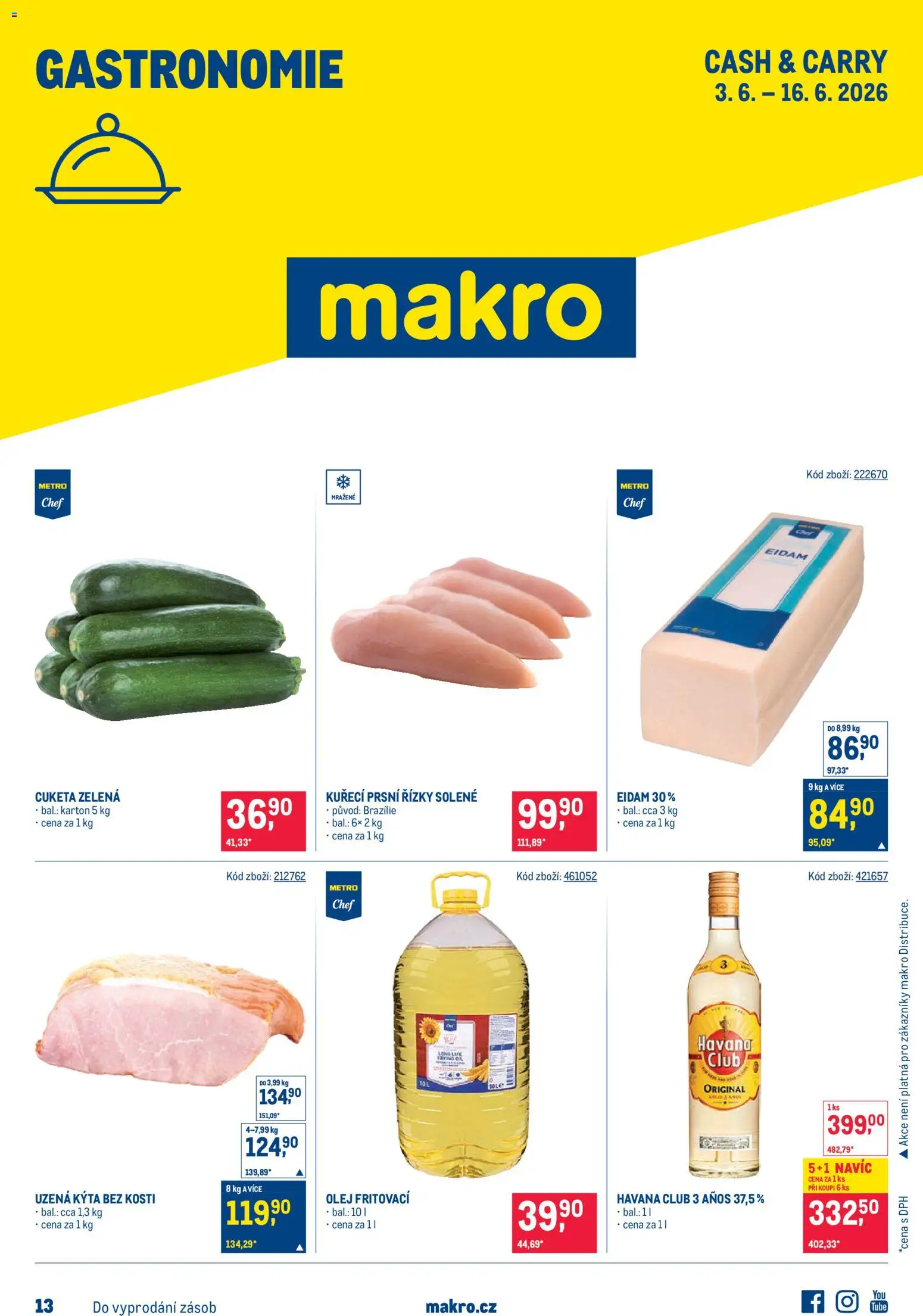 Makro leták - Gastronomie od 03.06.2026 | Strana: 1 | Produkty: Olej, Cuketa, Kuřecí prsní řízky, Uzená kýta