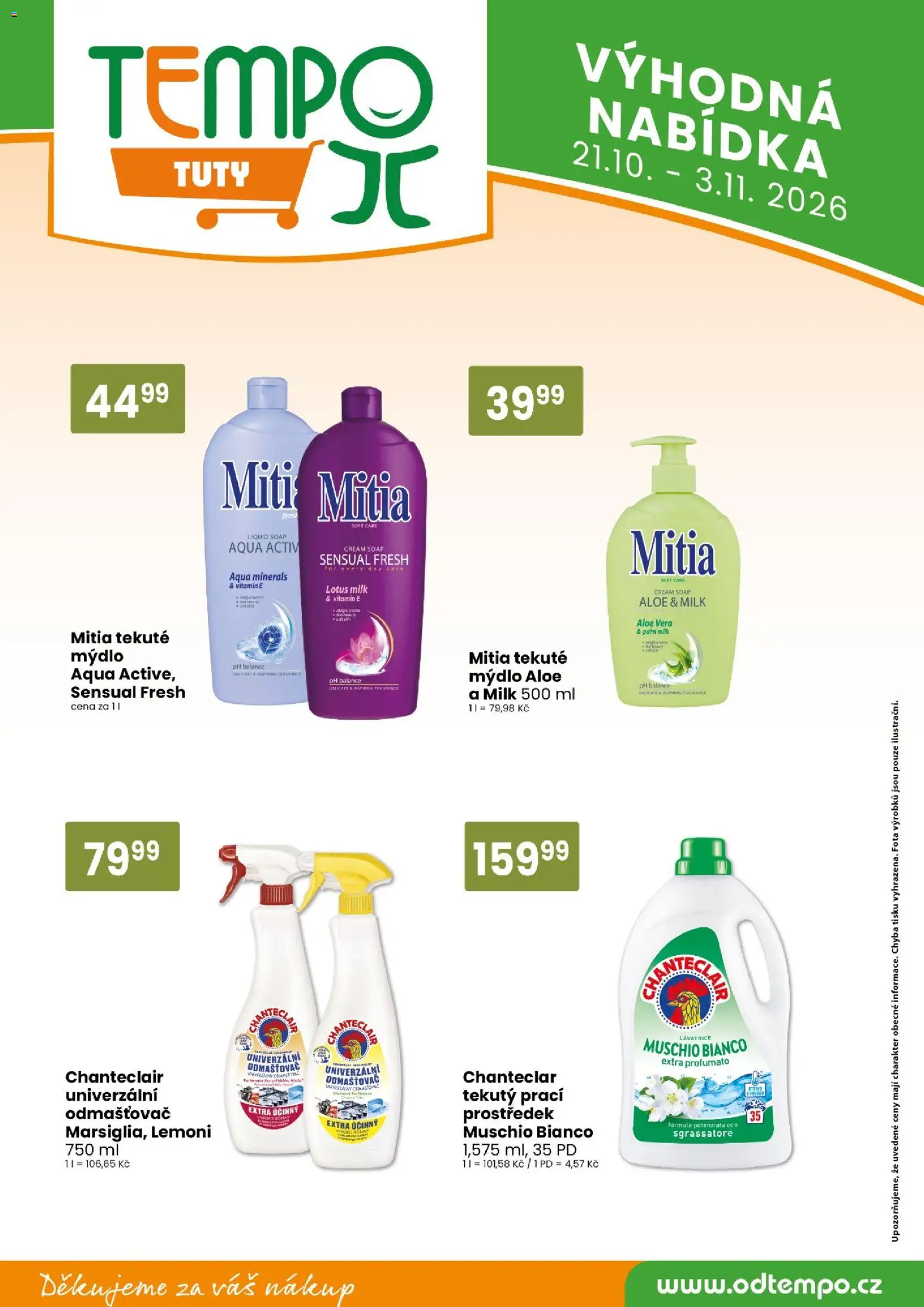 TEMPO leták - market od 21.10.2026 | Strana: 15 | Produkty: Mýdlo, Aloe vera, Lotus, Odmašťovač
