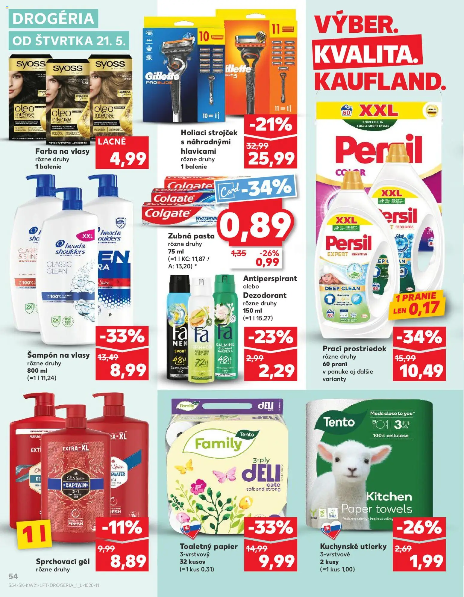 Kaufland SK akciós ujság - amely érvényes a következő dátumtól: 21.05.2026 | Oldal: 54 | Termékek: Persil, Sampon