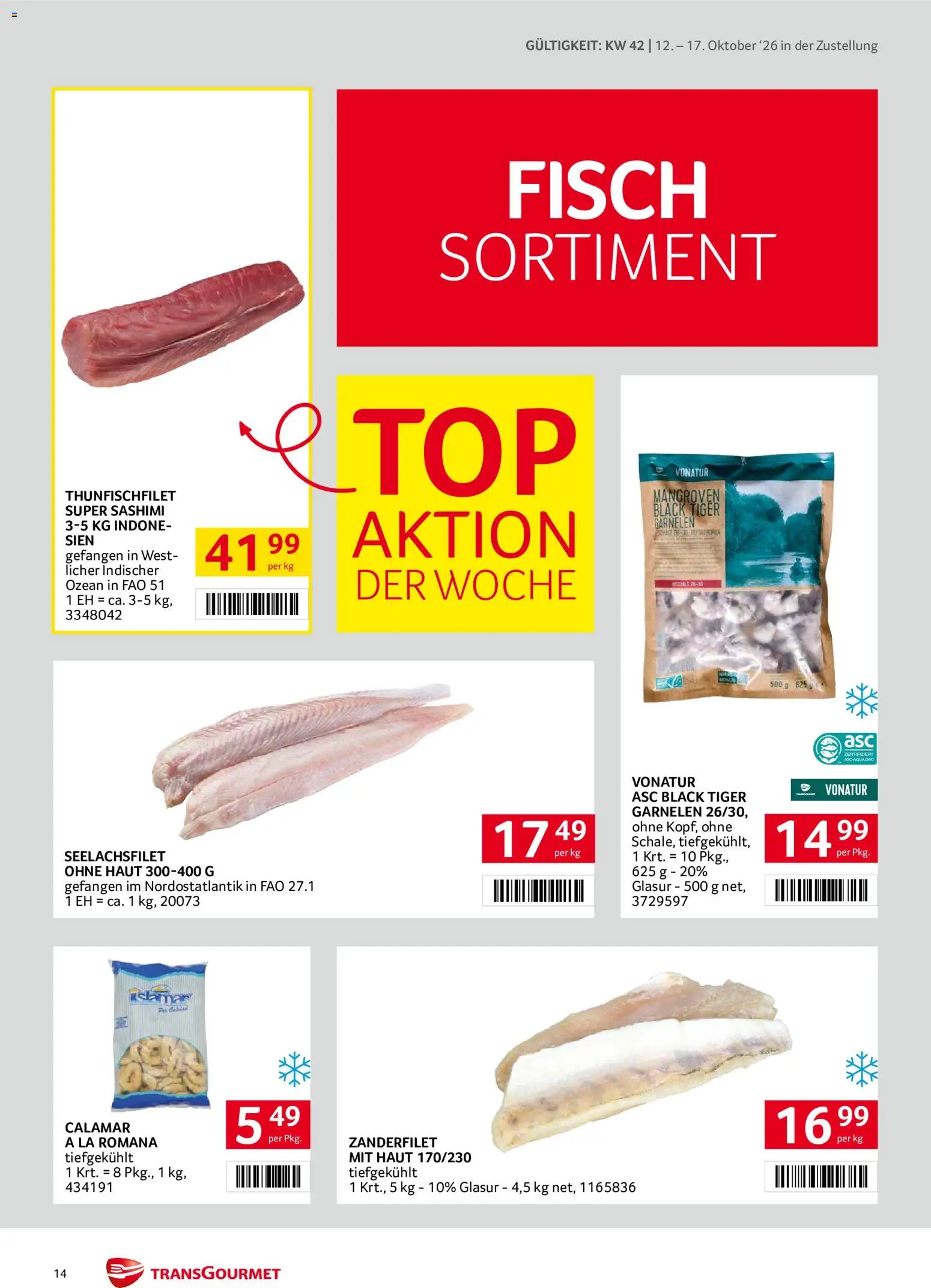 Transgourmet Flugblatt gültig ab 11.10.2026 | Seite: 14 | Produkte: Fisch