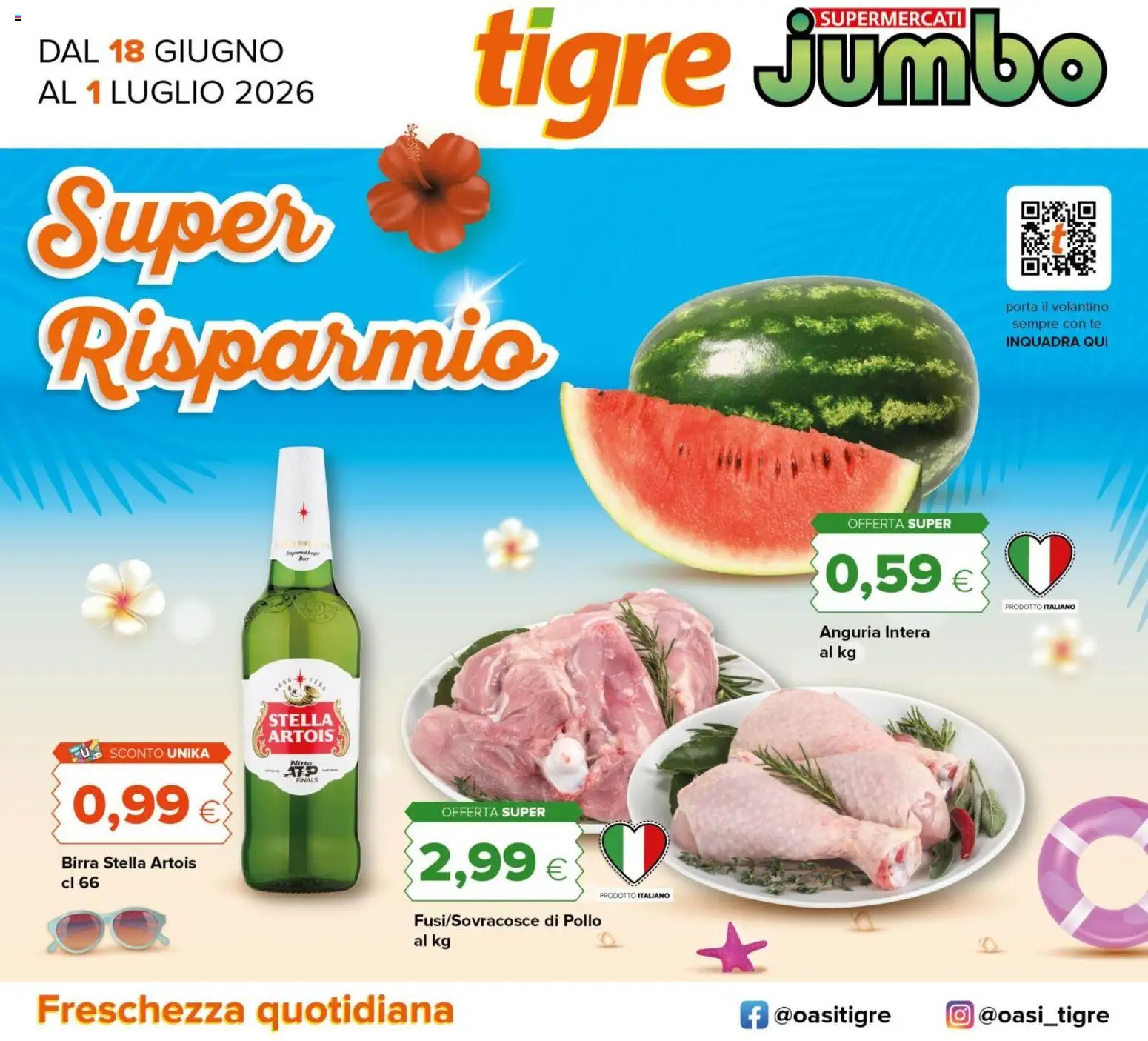 Volantino Tigre del 18.06.2026 | Pagina: 1 | Prodotti: Birra, Pollo, Tè, Anguria