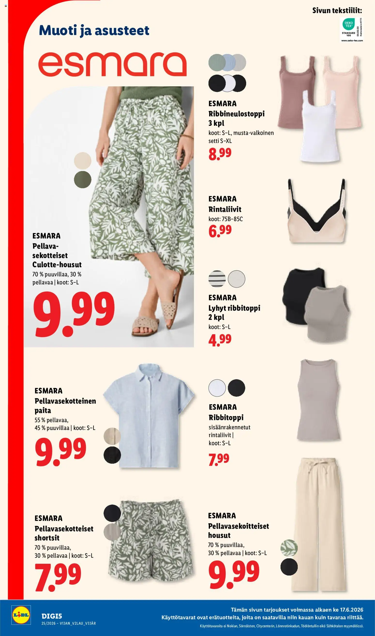 Lidl tarjoukset – voimassa 17.06.2026 alkaen | Sivu: 21 | Tuotteet: Paita, Housut, Shortsit, Rintaliivit