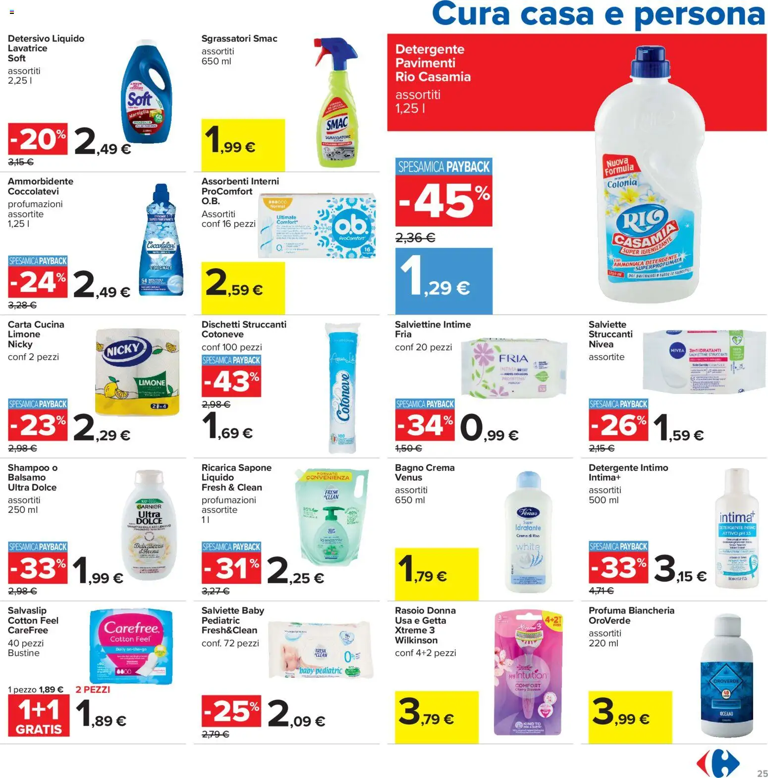 Volantino Carrefour del 20/08/2026 | Pagina: 25 | Prodotti: Detergente intimo, Dischetti struccanti, Intimo, Salvaslip