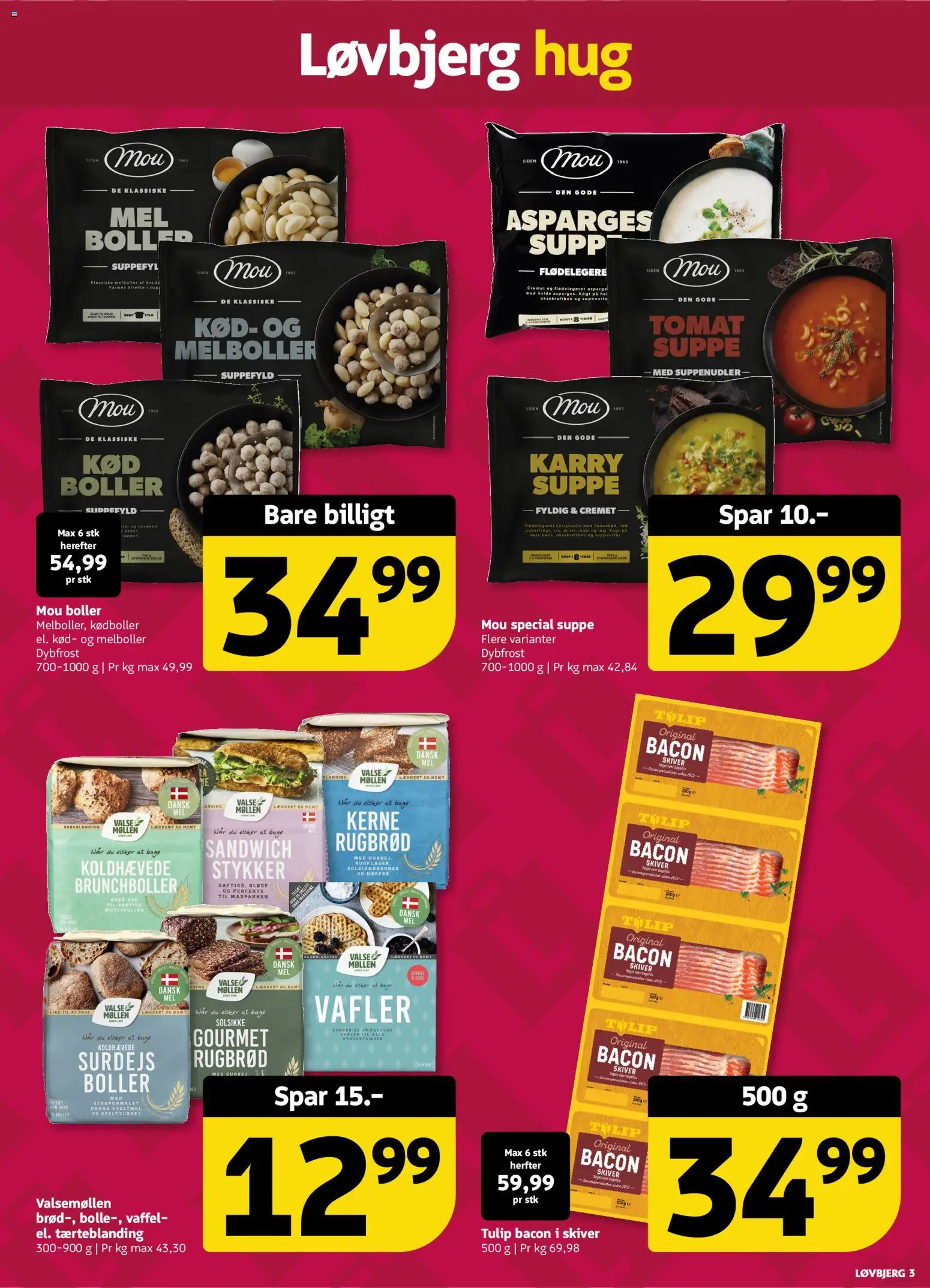 Løvbjerg tilbudsavis – gyldig fra 02/10/2026 | Side: 3 | Produkter: Solsikkekerner, Rugbrød, Bacon, Suppe