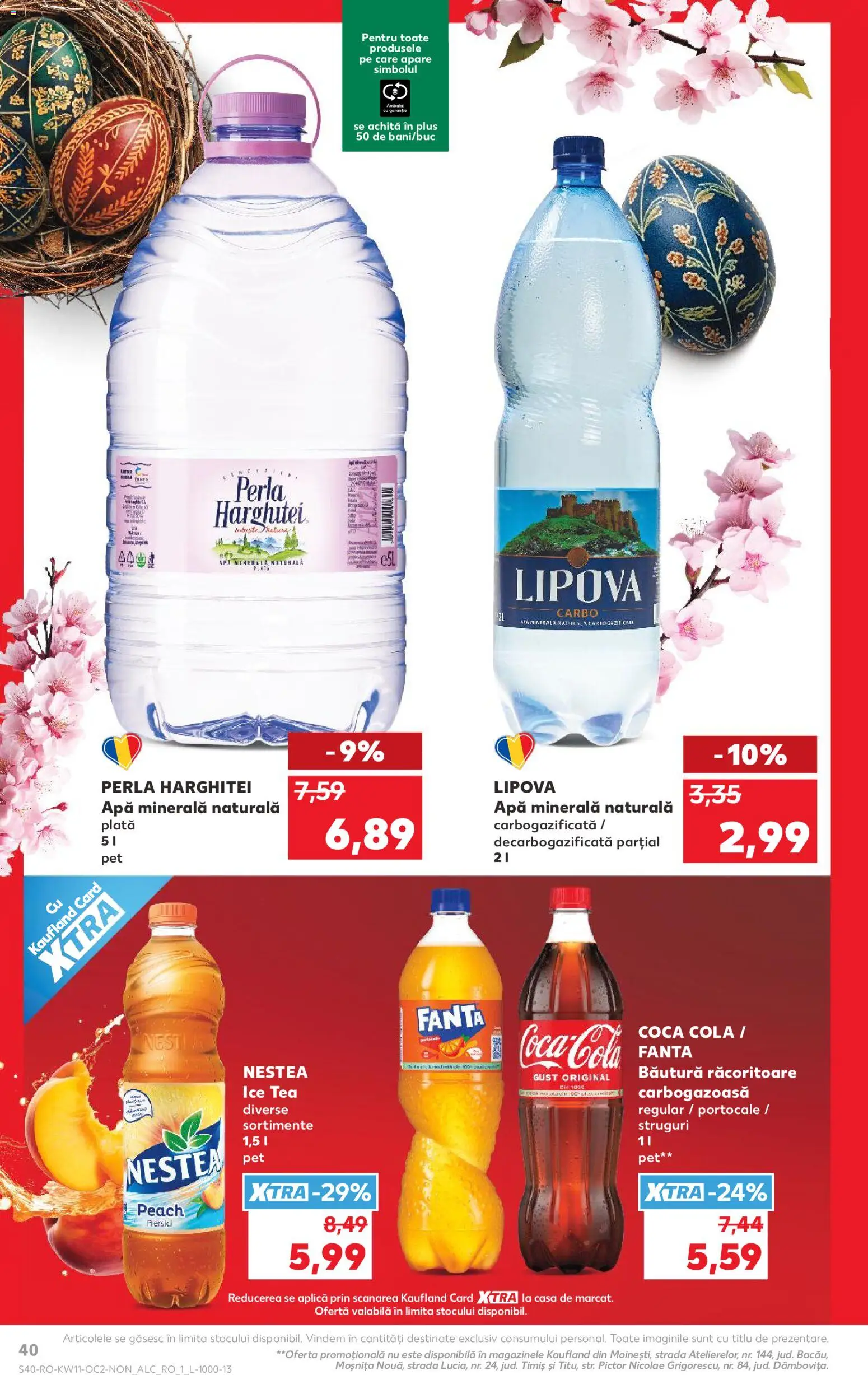 Kaufland RO akciós ujság - amely érvényes a következő dátumtól: 11.03.2026 | Oldal: 40 | Termékek: Fanta, Ice tea, Coca Cola, Tea