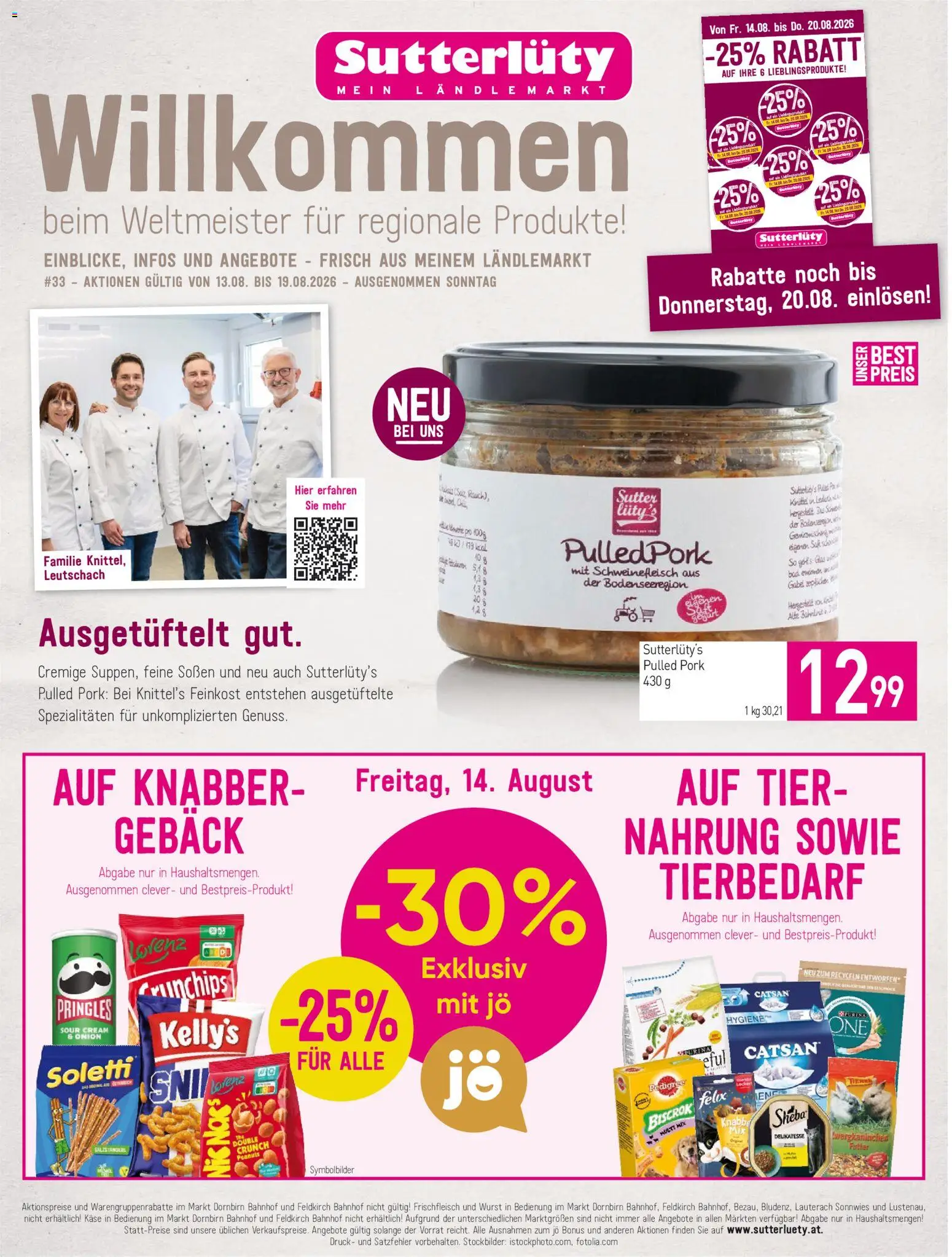 Sutterlüty Flugblatt gültig ab 13.08.2026 | Seite: 1 | Produkte: Salz, Wurst, Gebäck, Schweinefleisch