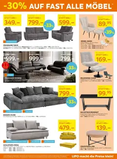 Lipo aktionen ab 18.08.2026 gültig | Seite: 3 | Produkte: Glas, Schlafsofa, Bigsofa, Relaxsessel