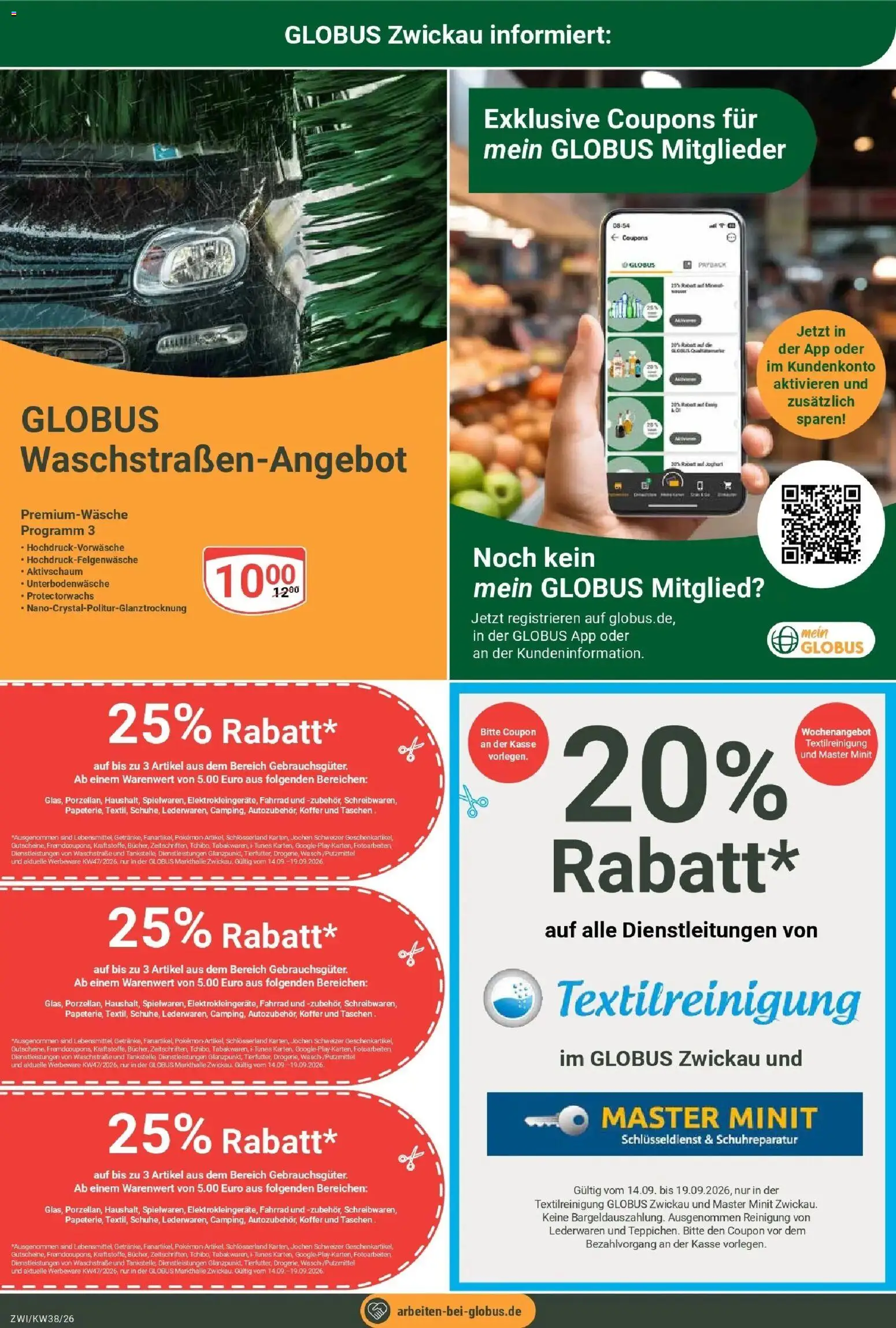 Globus Prospekt Zwickau (ab 14.09.2026) » Angebote online | Seite: 34 | Produkte: Joghurt, Taschen, Koffer