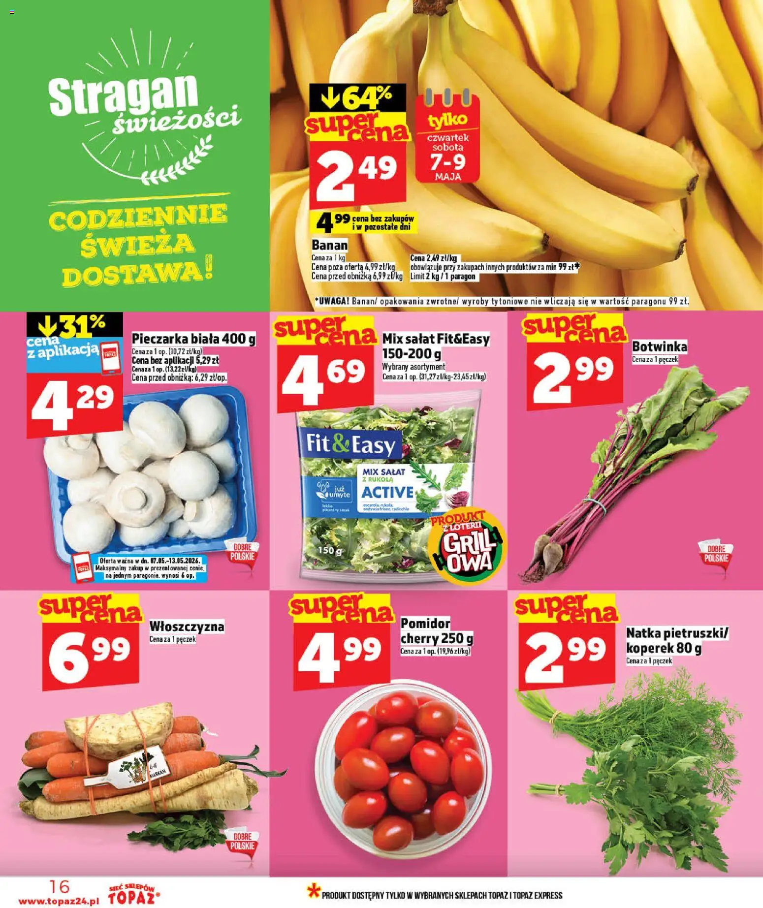 Topaz gazetka - MAZ od 07.05.2026 | Strona: 16 | Produkty: Koperek, Grill, Rukola, Banan