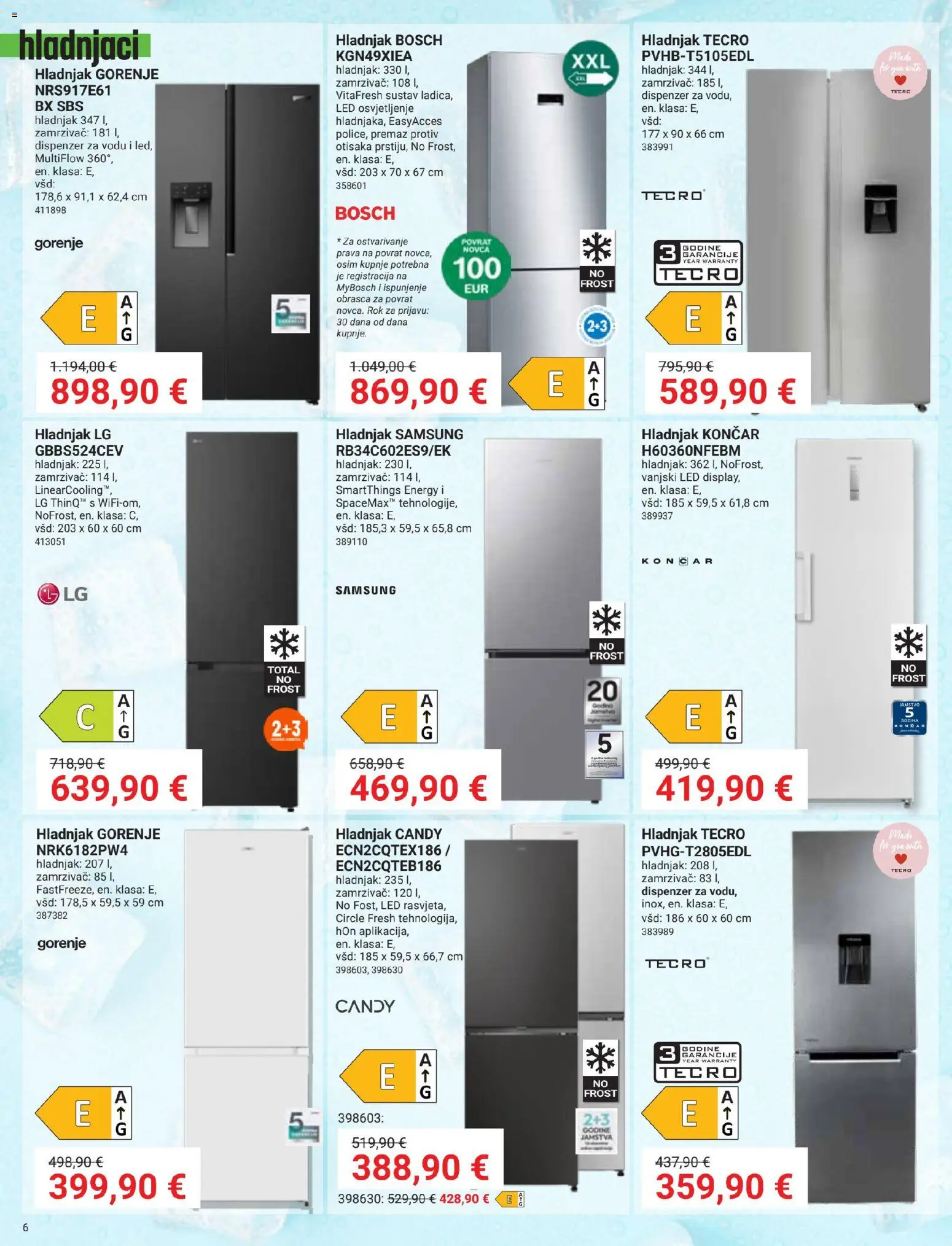 Pevex katalog | vrijedi od 27.08.2026 | Stranica: 6 | Proizvodi: Led, Hladnjak, Zamrzivač