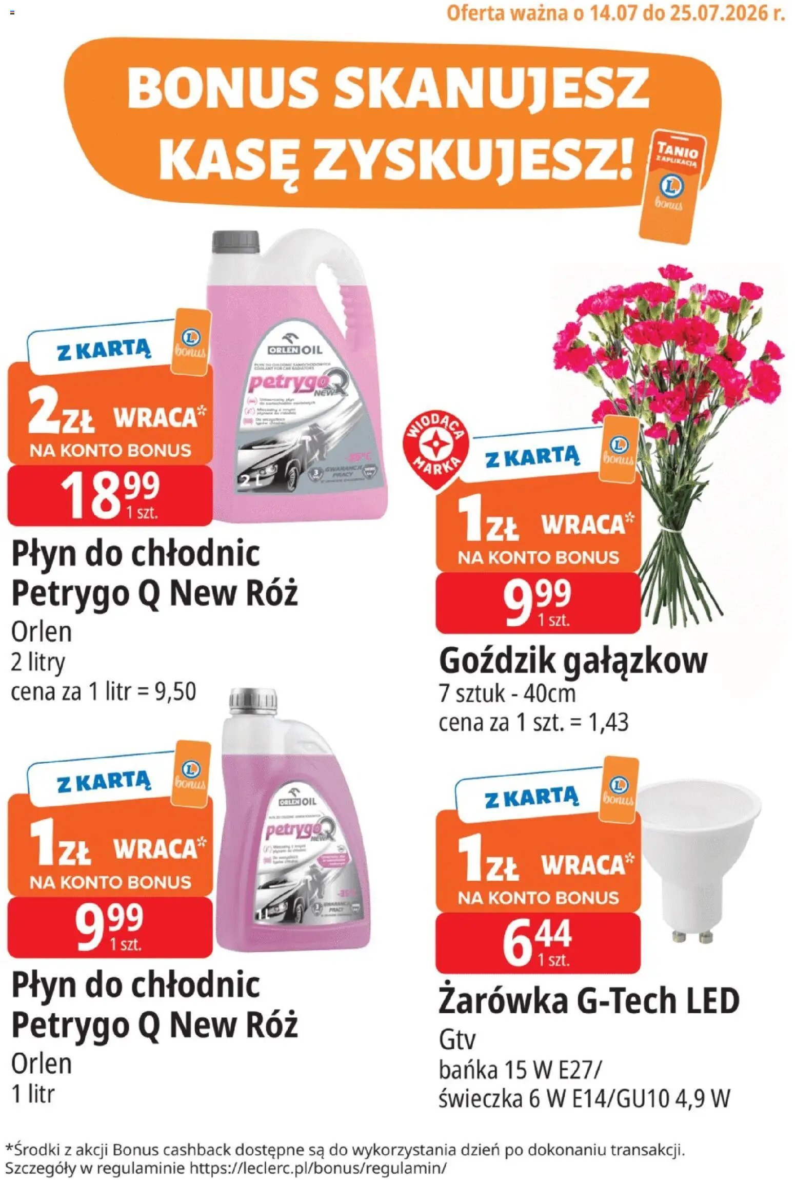 E.Leclerc gazetka - Kupony dodatkowe od 14.07.2026 | Strona: 15 | Produkty: Karta, Goździk, Róż