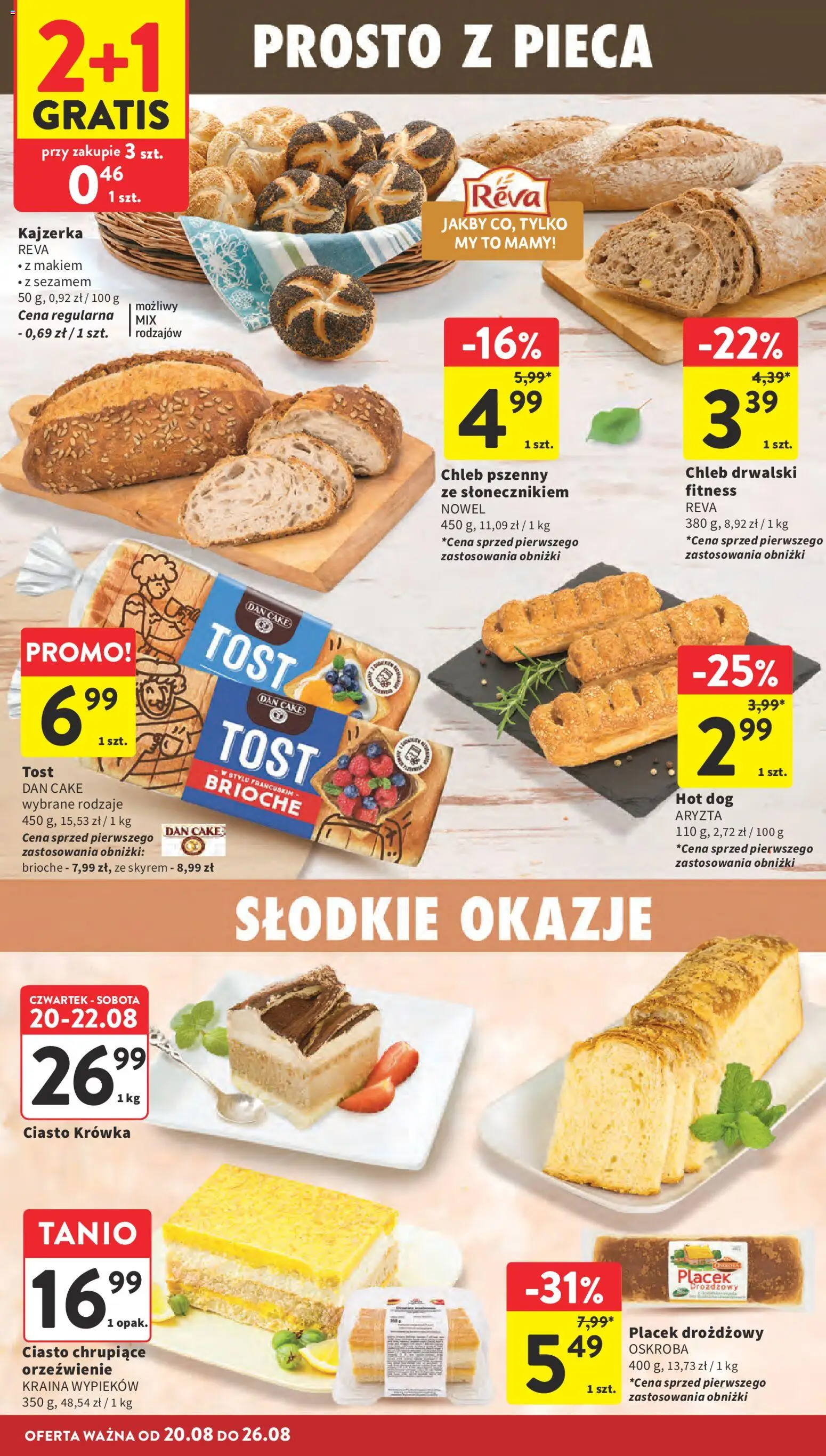 Intermarche gazetka od 20.08.2026 | Strona: 24 | Produkty: Ciasto krówka, Ciasto, Kajzerka, Hot dog