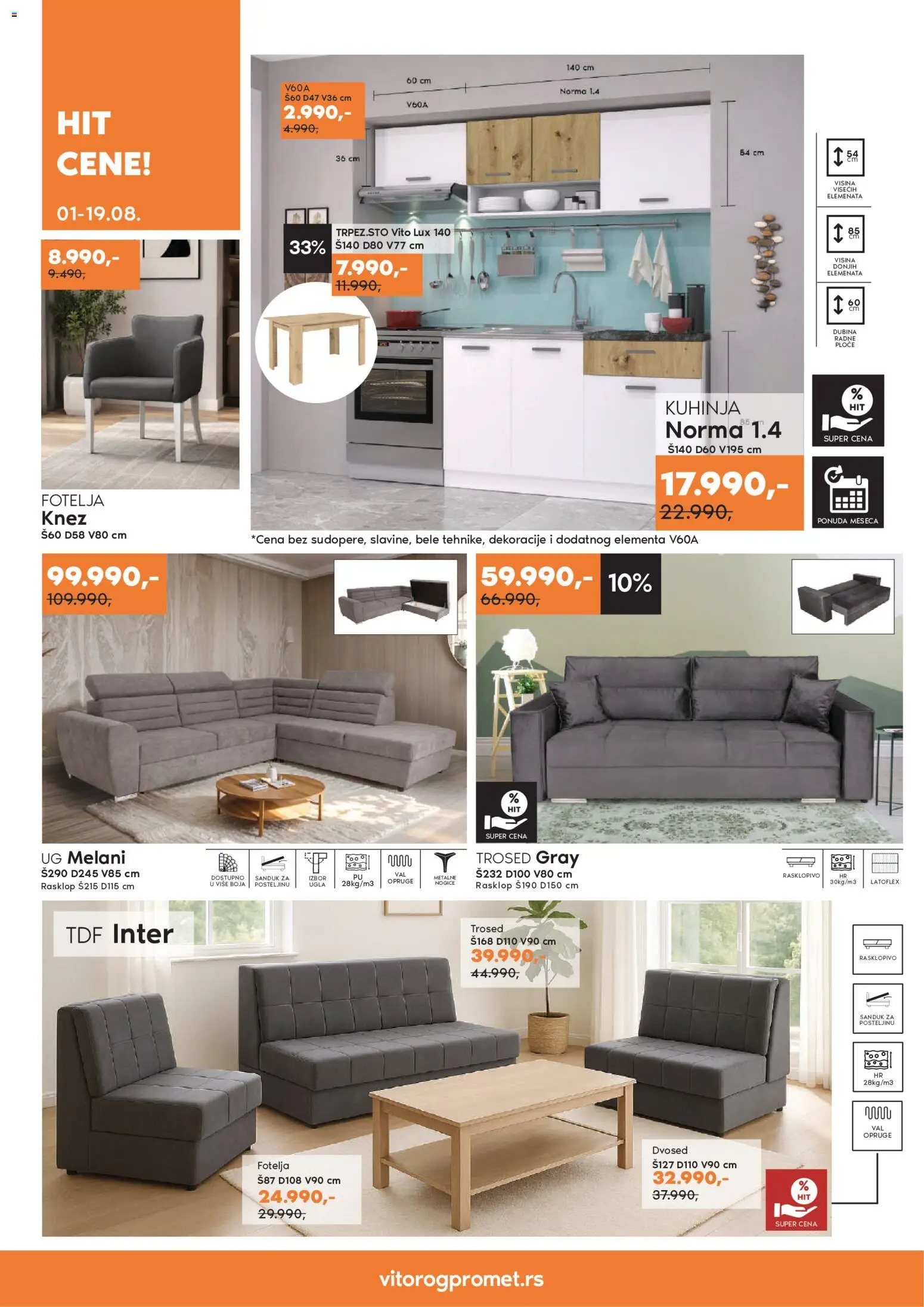 Vitorog katalog - važi od 01.08.2026 | Strana: 6 | Proizvode: Fotelja, Kuhinja, Trosed, Dvosed