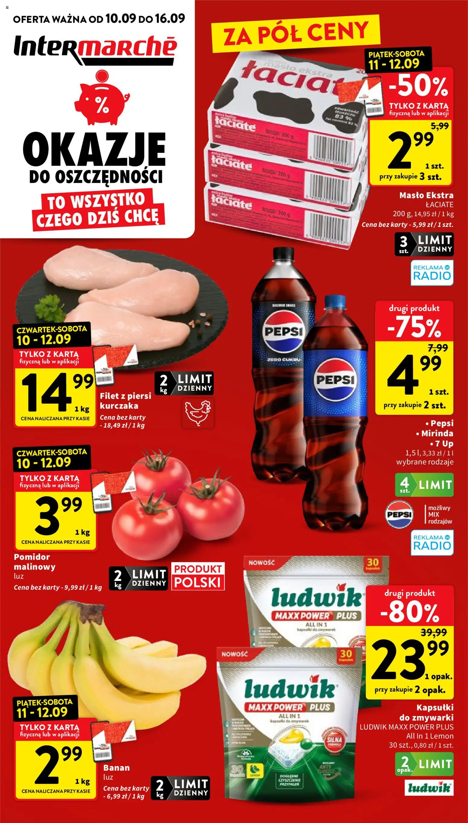 Intermarche gazetka od 10.09.2026 | Strona: 1 | Produkty: Pomidor malinowy, Kapsułki, Pepsi, Masło