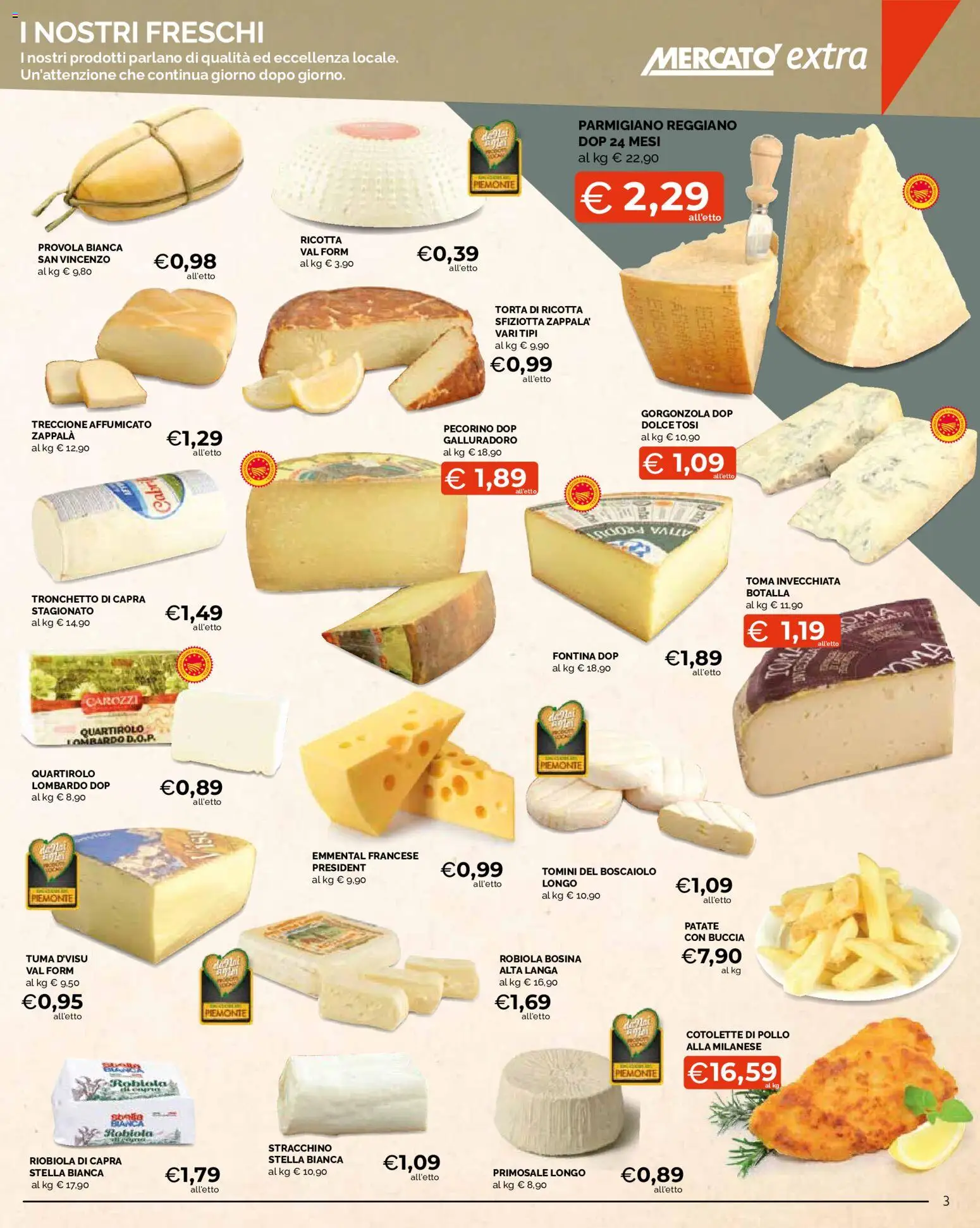 Volantino Mercatò del 13/08/2026 | Pagina: 3 | Prodotti: Patate, Stracchino, Provola, Parmigiano