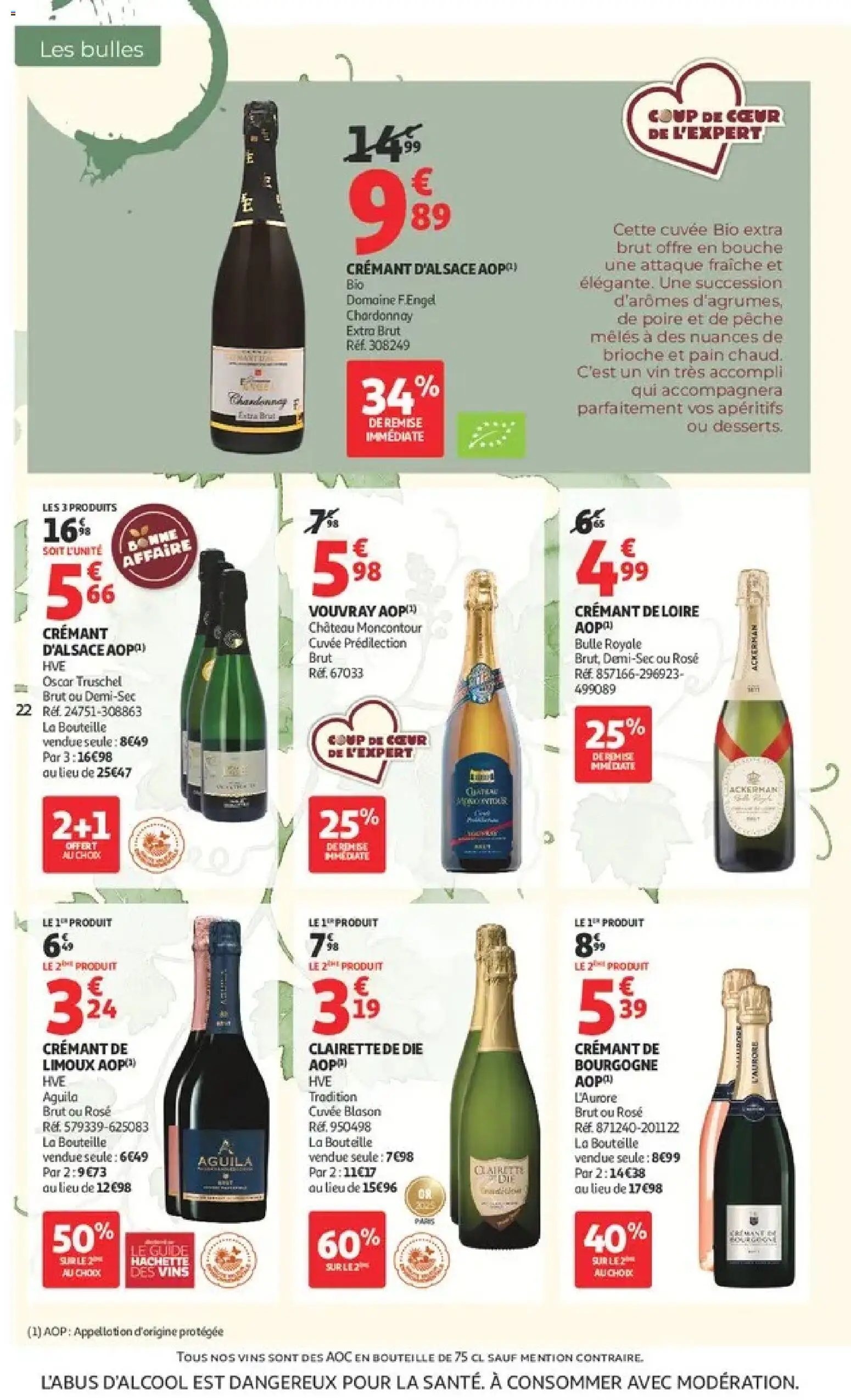 {H1} | Page: 22 | Produits: Pêche, Crémant de bourgogne, Clairette de die, Bourgogne