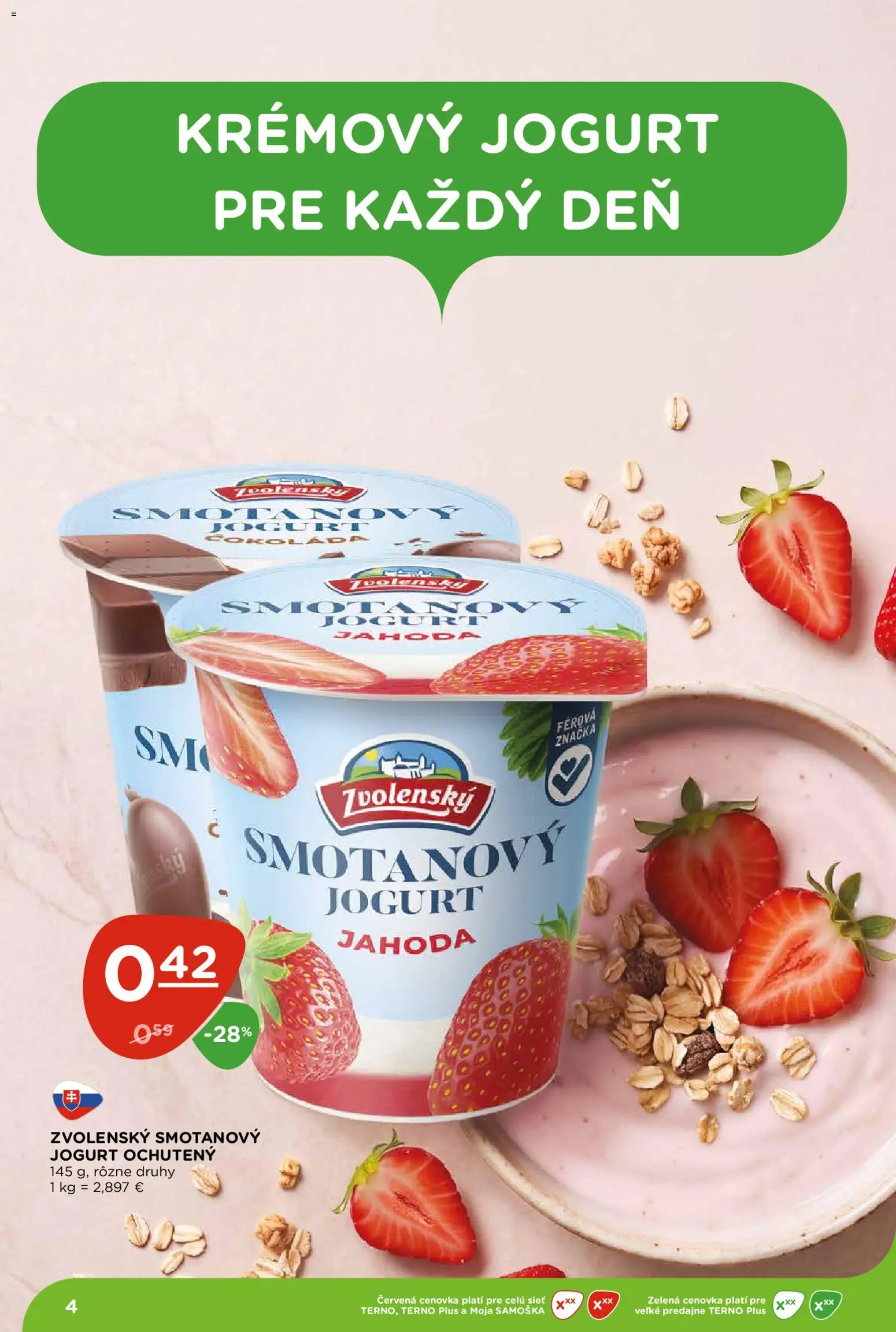 Nové Terno akcie – leták je platný od 22.10.2026 | Strana: 4 | Produkty: Jogurt, Smotanový jogurt