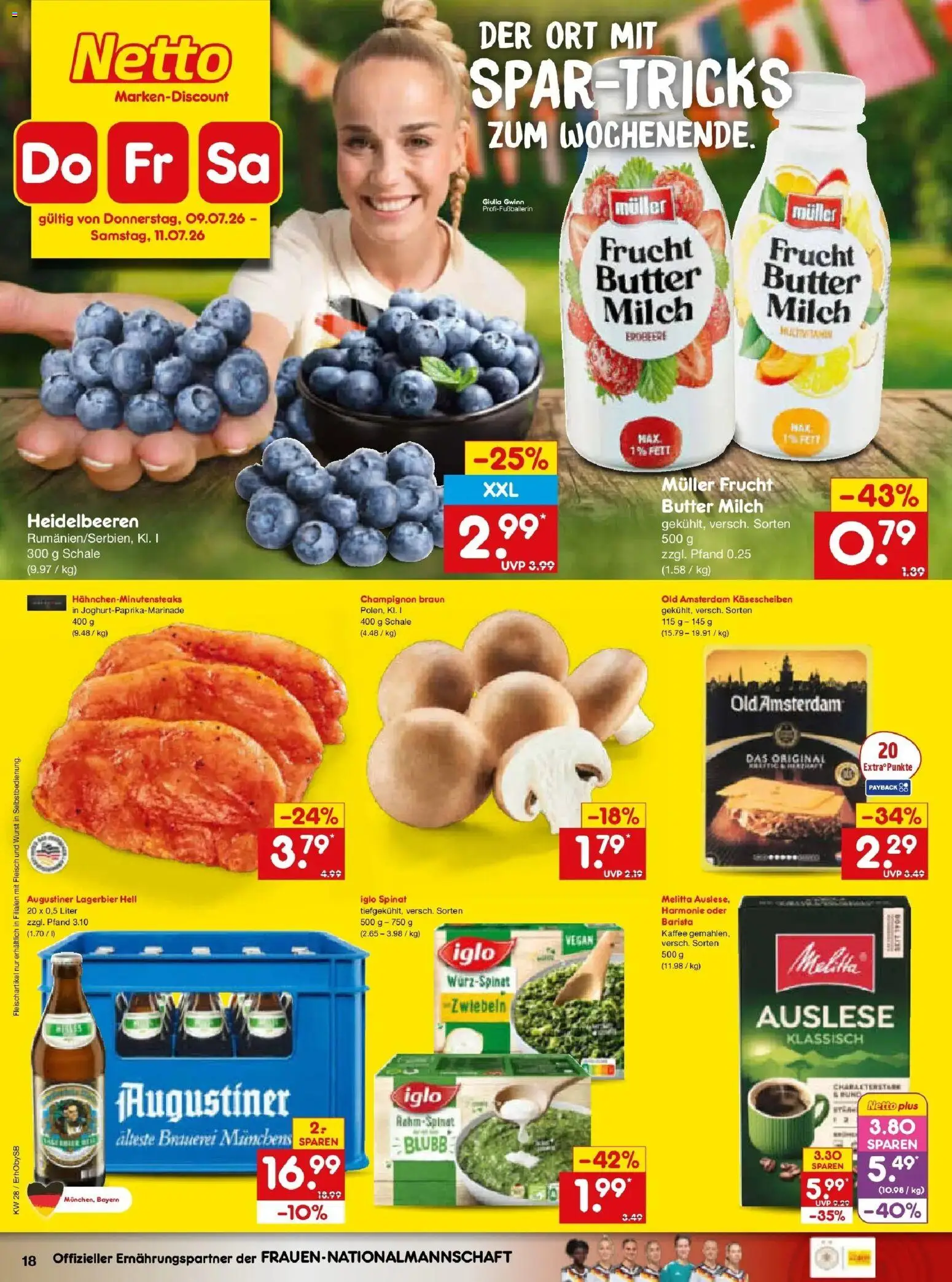 Netto Marken-Discount - Netto: Wochenangebote – gültig ab 05.07.2026 | Seite: 34 | Produkte: Melitta, Milch, Iglo, Heidelbeeren