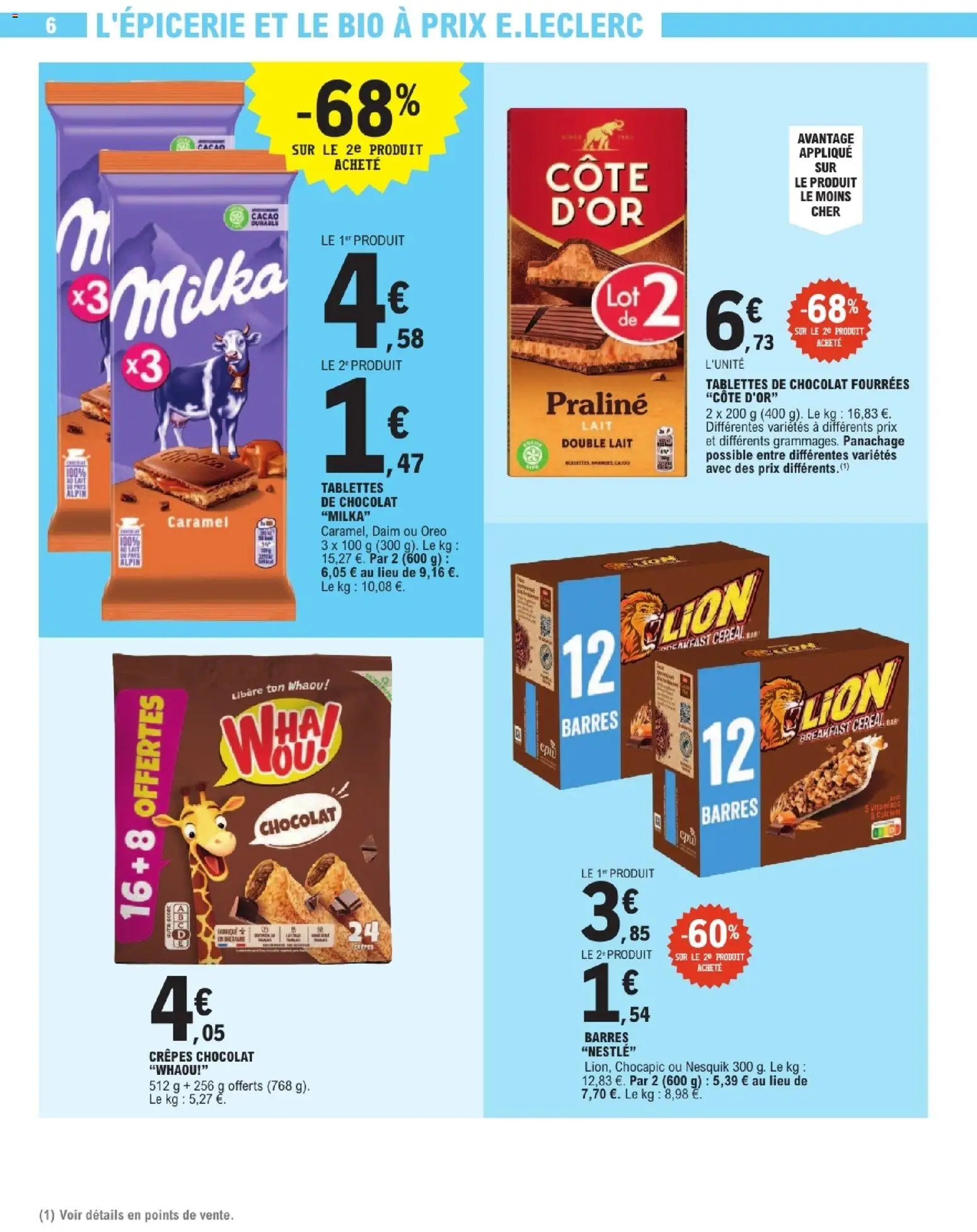 {H1} | Page: 6 | Produits: Chocapic, Nesquik, Cacao, Chocolat caramel