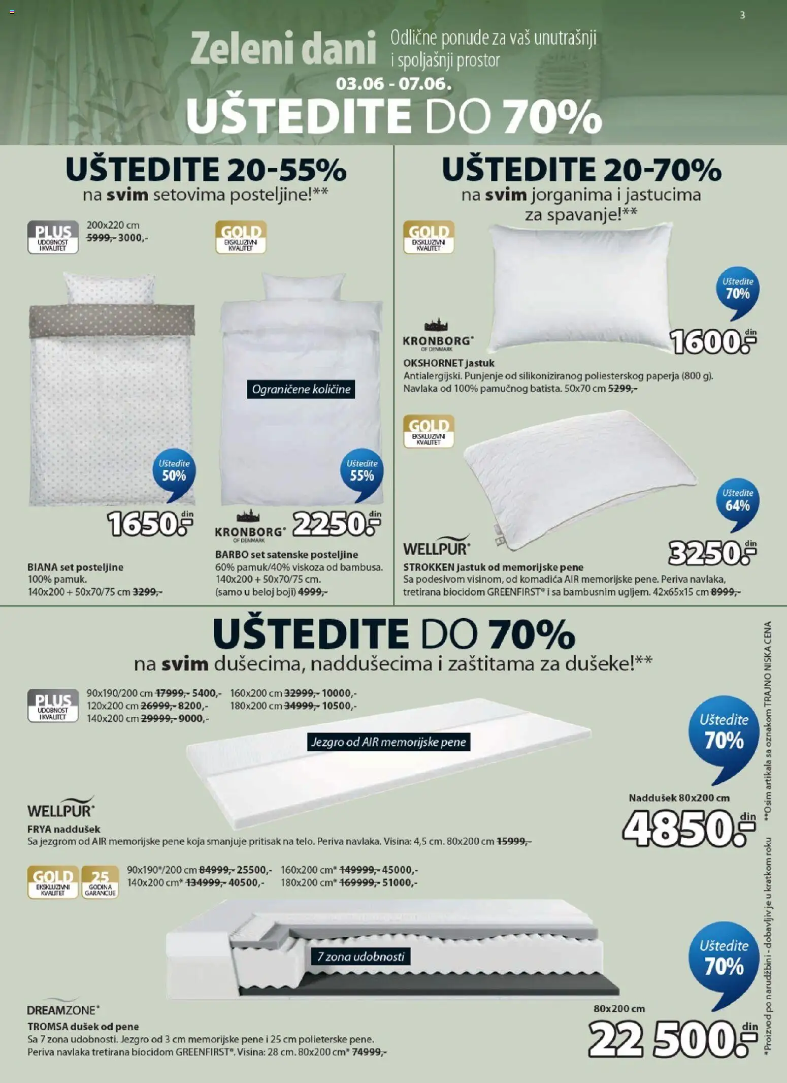 Jysk katalog - važi od 03.06.2026 | Strana: 3 | Proizvode: Dušek, Jastuk, Posteljine