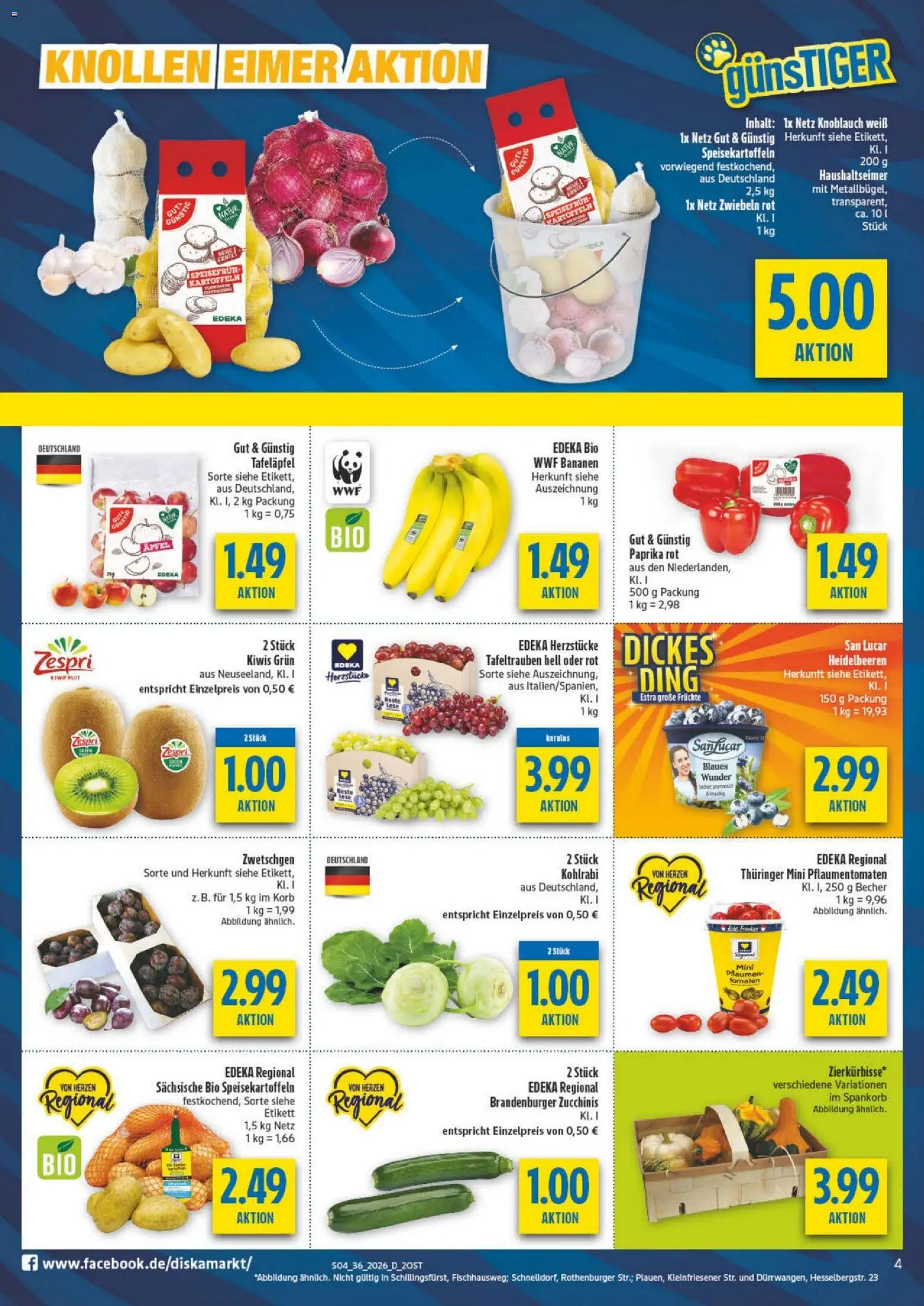Diska - Diska Angebote Sachsen-Thüringen KW36 – gültig ab 26.08.2026 | Seite: 4 | Produkte: Bananen, Heidelbeeren, Kartoffeln, Paprika